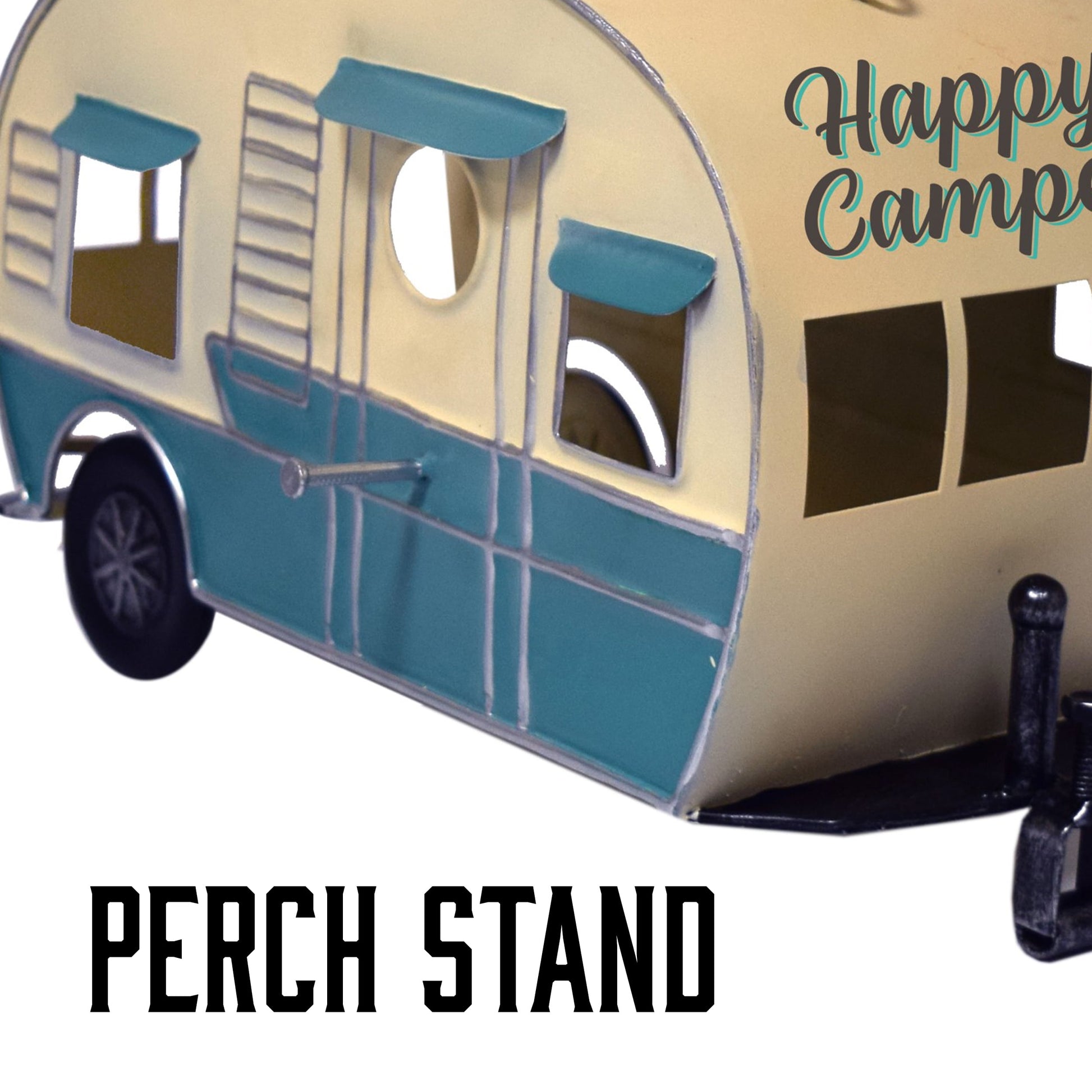 Rivers Edge Products Camper Bird House, RV Nesting House for Small to Medium Birds, Outdoor Rustic Garden Decor, Turquoise/White