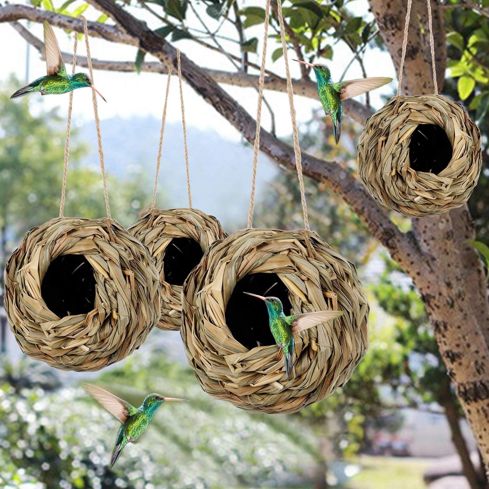 Hummingbird Nest Bird Nest Weaving Grass Bird House Outdoor Hanging, Hummingbird House, Bird House, Blue Bird House, Outdoor Gardening Decoration