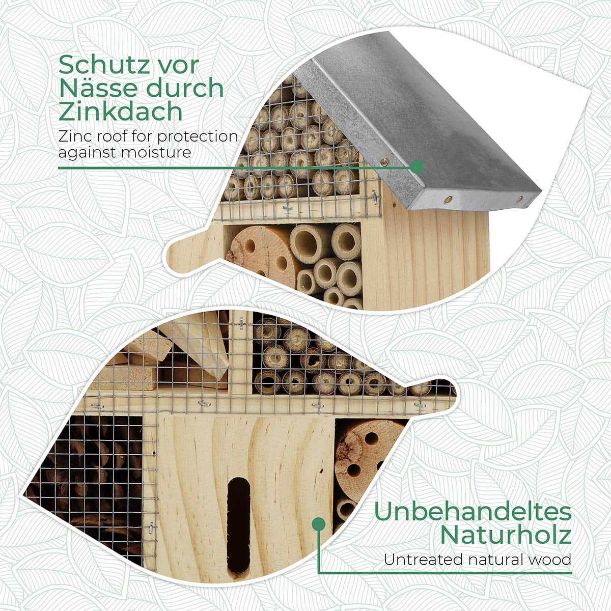 Gorges Markenwelt Wildlife Friend Untreated Pine Wood Insect Hotel with Zinc Roof Brown