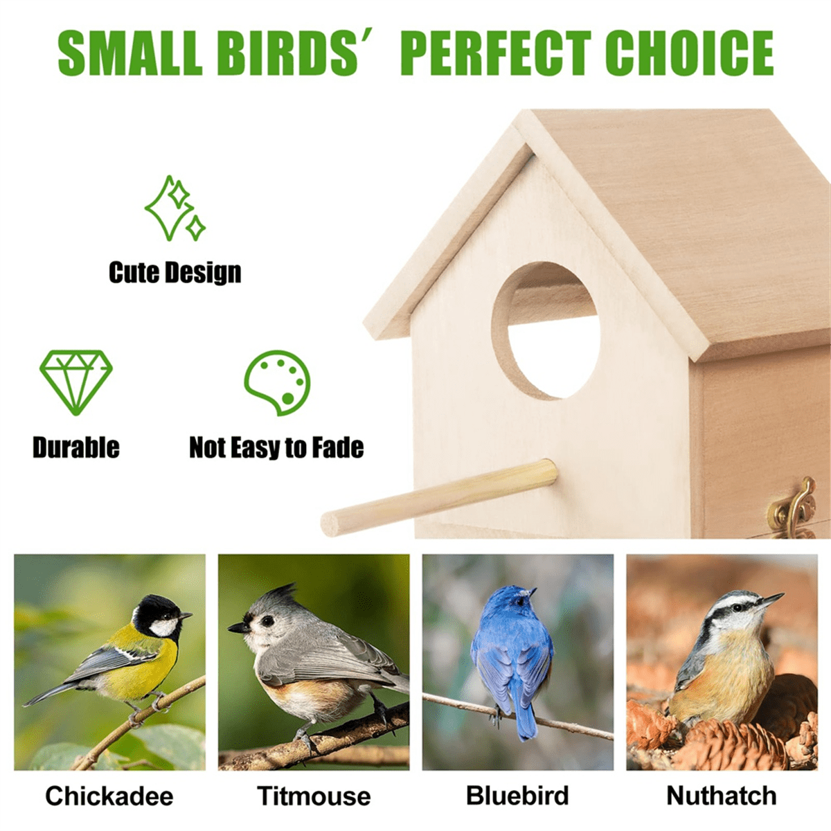 Outdoor Bird Houses Transparent Wooden Bird House for Outside,Hanging Birdhouse