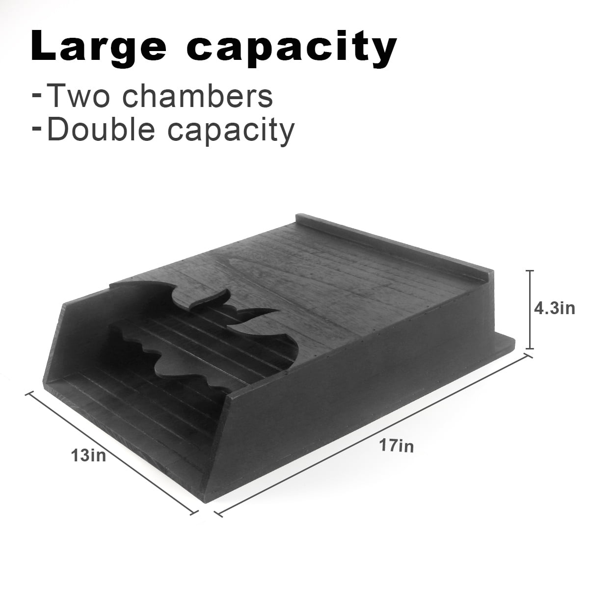 Gamexcel Bat House Double Chamber Handcrafted Wooden Box - Black, Large 17x13x4.3in for Outdoors