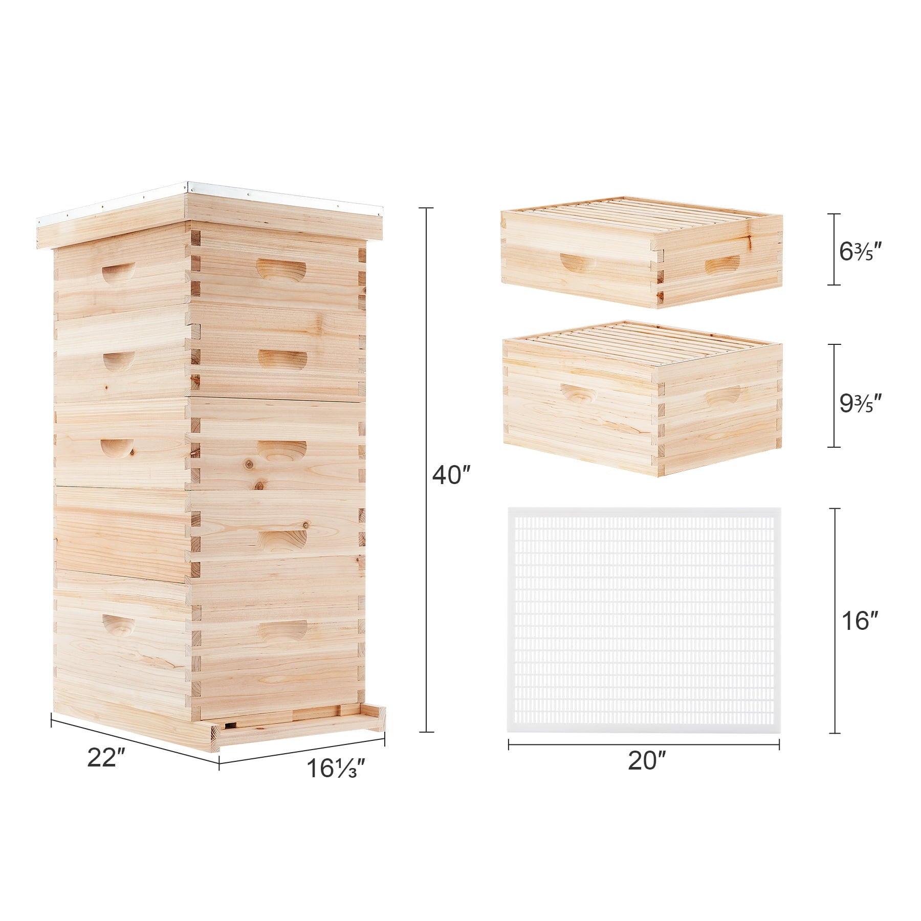 Bee Hive Boxes Starter Kit, Langstroth Beehive for Bee Keeping, 5 Layer Bee House with 4 Medium Storage Boxes & 1 Deep Brood Box, Beekeeping Supplies