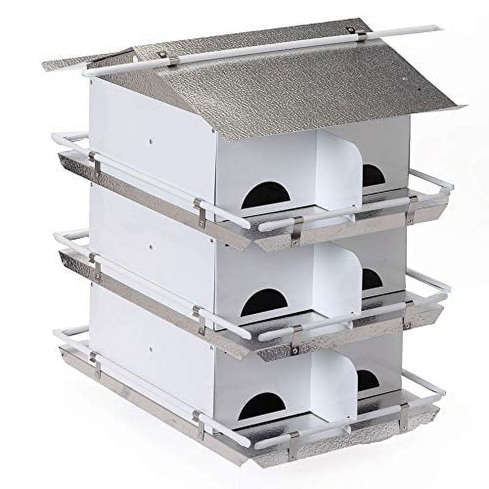 Birds Choice Medium 3-Level, 12-Room Purple Martin Bird House with Starling-Resistant Entrances, White/Grey