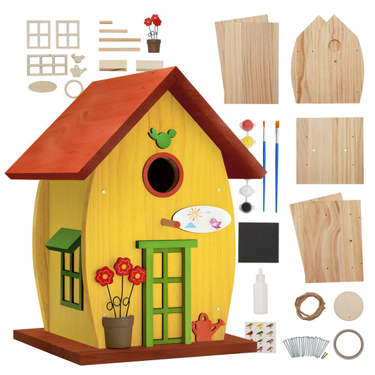 Nesto Wooden DIY Bird House Kit for Kids Audlts to Build, Outdoor Woodworking Crafts Freestyle Painting, Hanging Birdhouse for Garden Yard Decor Gifts