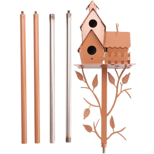 Garden Bird House with Pole Metal Bird Feeders Garden Stakes Bird Houses for Courtyard Backyard Patio Outdoor Style E