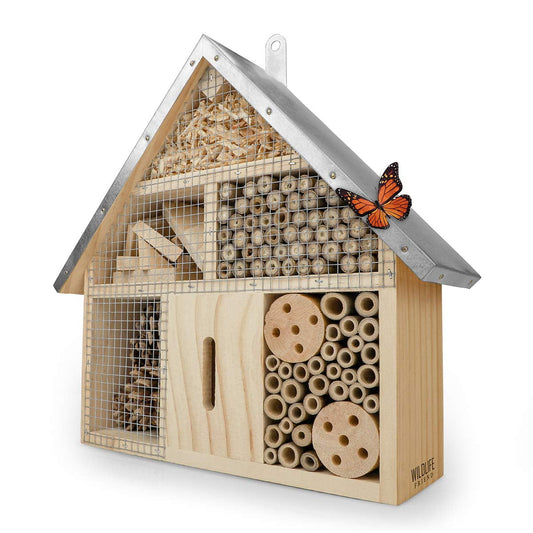 Gorges Markenwelt Wildlife Friend Untreated Pine Wood Insect Hotel with Zinc Roof Brown