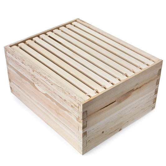 Honey Keeper Beehive 10 Frame Kit Super Box and 10 Deep Frames with Foundations for Langstroth Beekeeping
