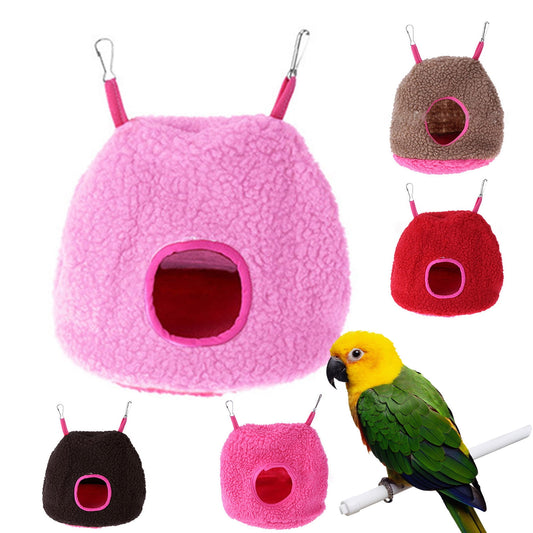 Large Winter Warm Bird Nest House, Fluffy Parrots Bird Bed for Cage Hanging Hammock Plush Shed Hut Hideaway Hut for Parakeets African Grey Cockatoos Cockatiels Lovebird