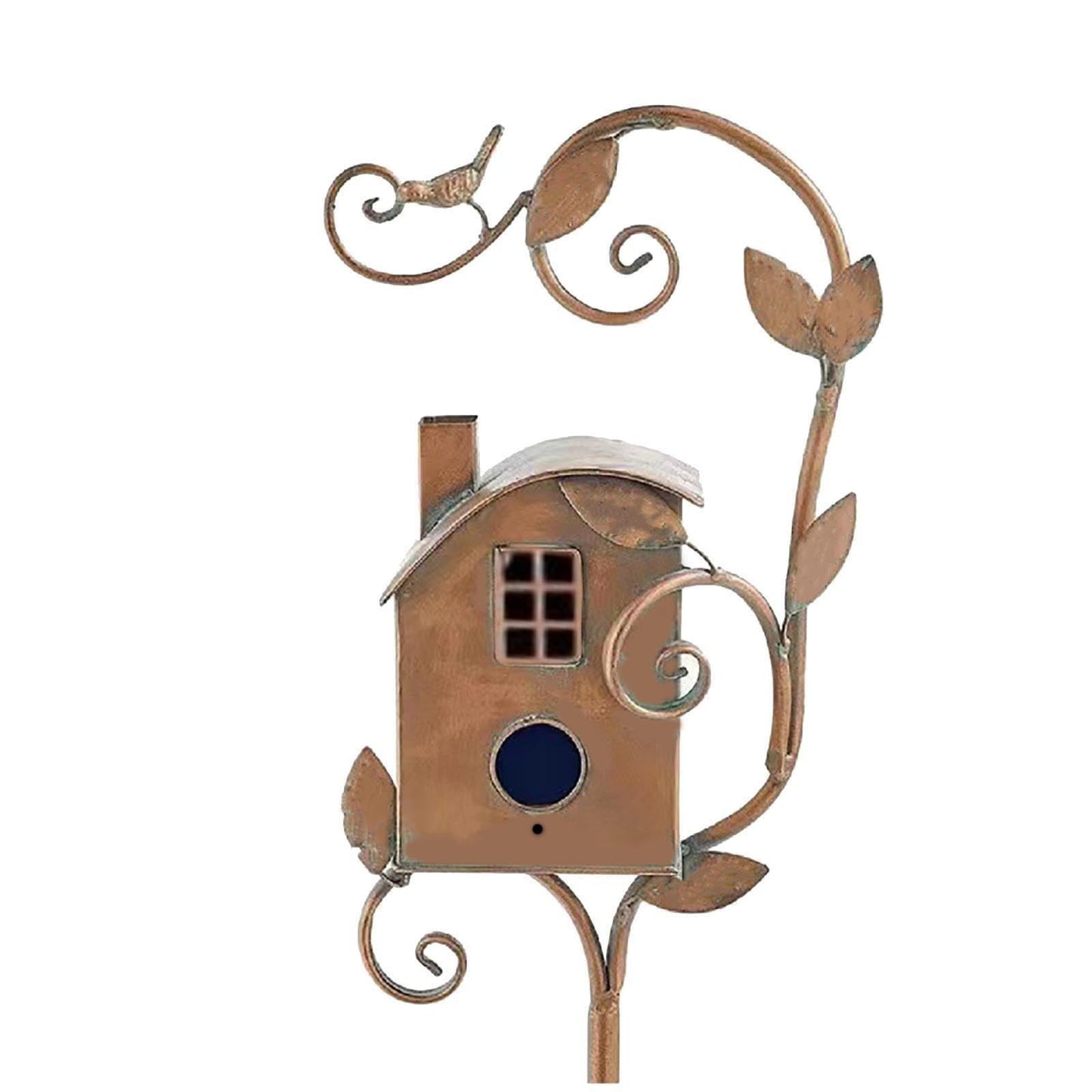 Metal Bird House for Outdoor, Outside Garden Birdhouse, Birdhouses Stake with Poles, Art Bird House for Outdoors Patio Backyard Decoration