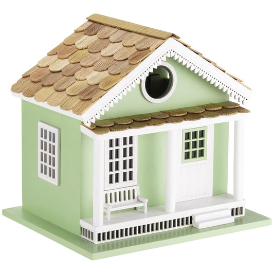 Modern Home Outdoor Handmade Wooden Birdhouse -  Garden or Backyard Décor for Wild Birds (Green Lake House)