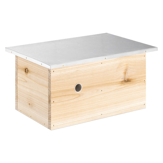 Navaris Wooden Bumblebee House for Garden - Wood Shelter Nesting Habitat Hotel for Bees - Bumble Bee Home Box with Metal Roof - 11.8"x7.9"x5.7"