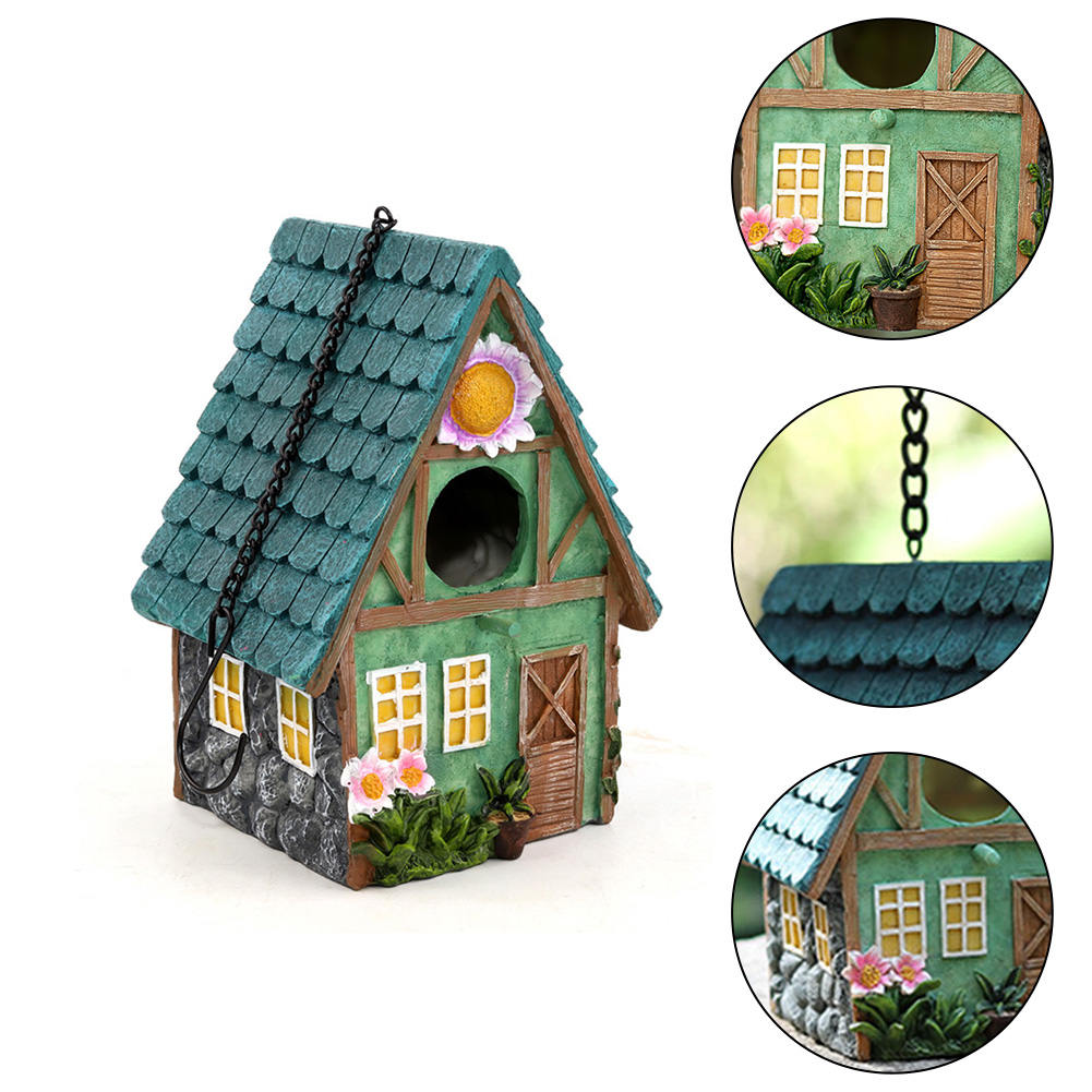 Outdoor Hanging Bird Nests, Hummingbird Houses, Garden Tree Decorations, Resin Ornaments (Simulated House)