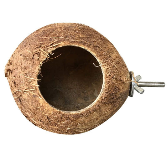 Pet Bird Coconut Shell Nest House Hut Cage Feeder Pet Parrot Parakeet Toys
