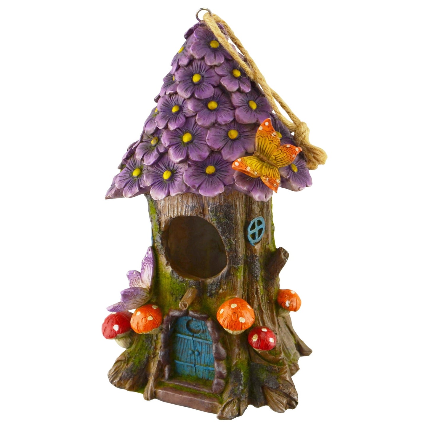 English Bird House Flowers and Tree