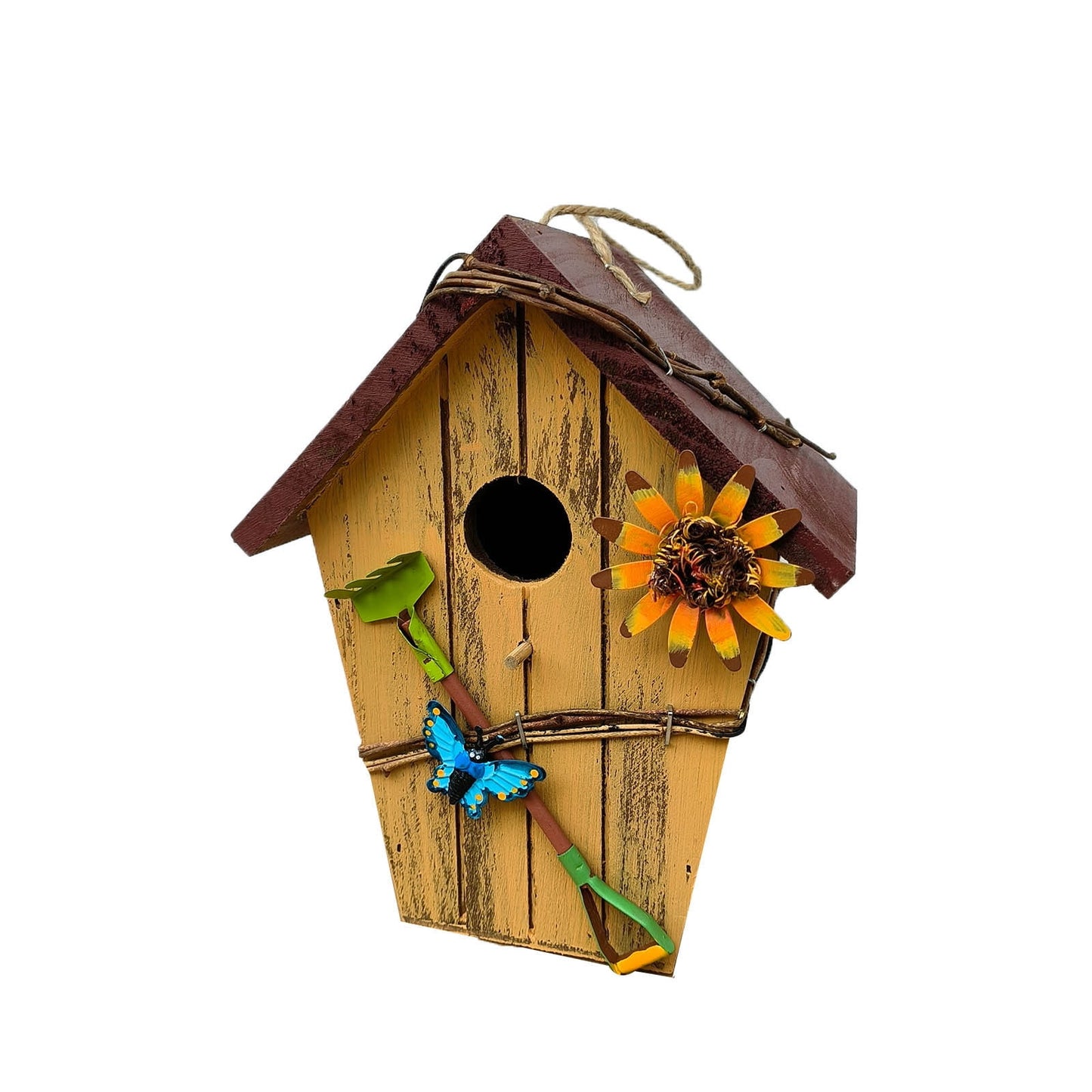 Wooden Bird House, Hanging Birdhouse for Outside, Wooden Nests Box Garden Patio DIY Decorative for Robin Budgie Swallow Little Sparrow Finch Throstle or Medium Size Birds