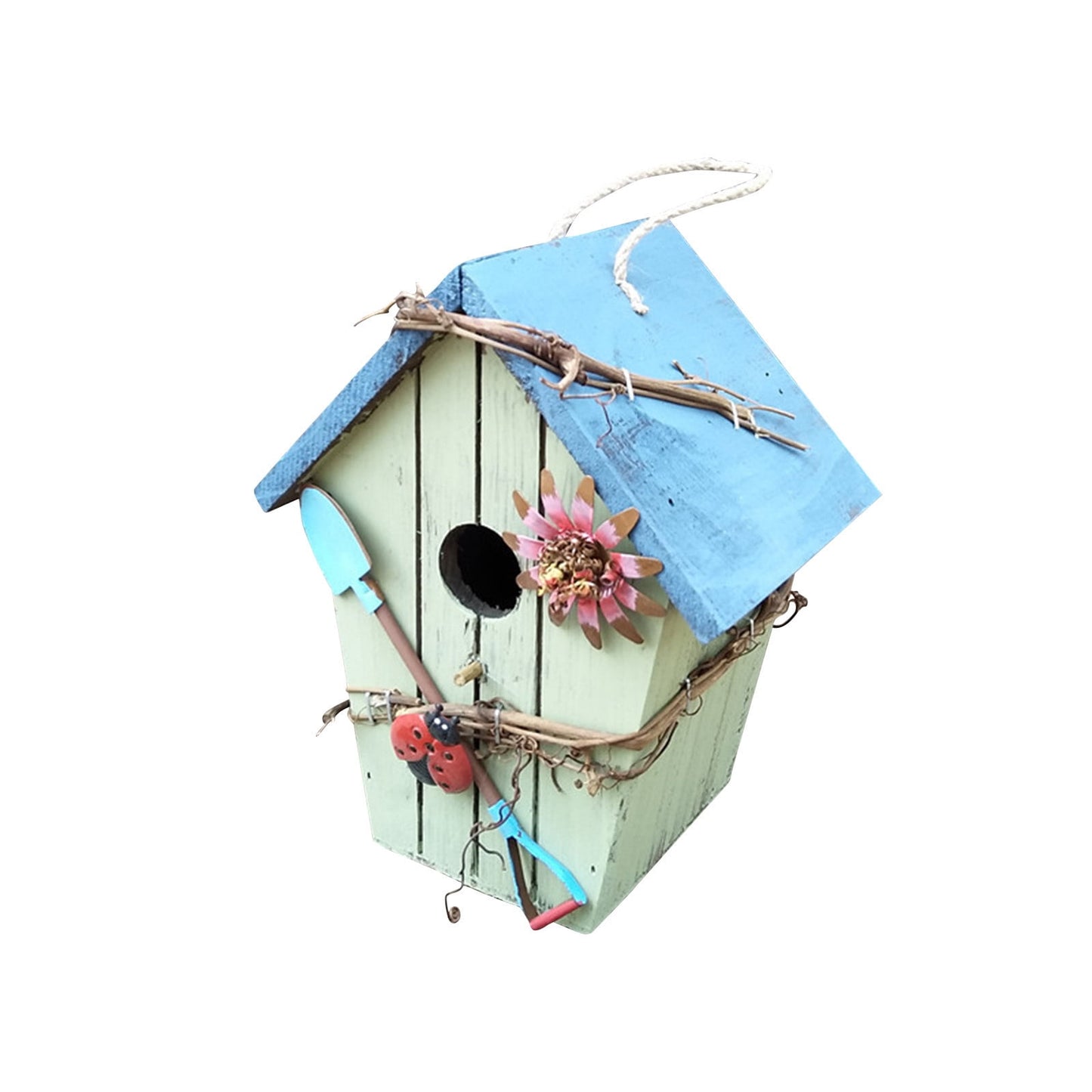 Wooden Bird House, Hanging Birdhouse for Outside, Wooden Nests Box Garden Patio DIY Decorative for Robin Budgie Swallow Little Sparrow Finch Throstle or Medium Size Birds