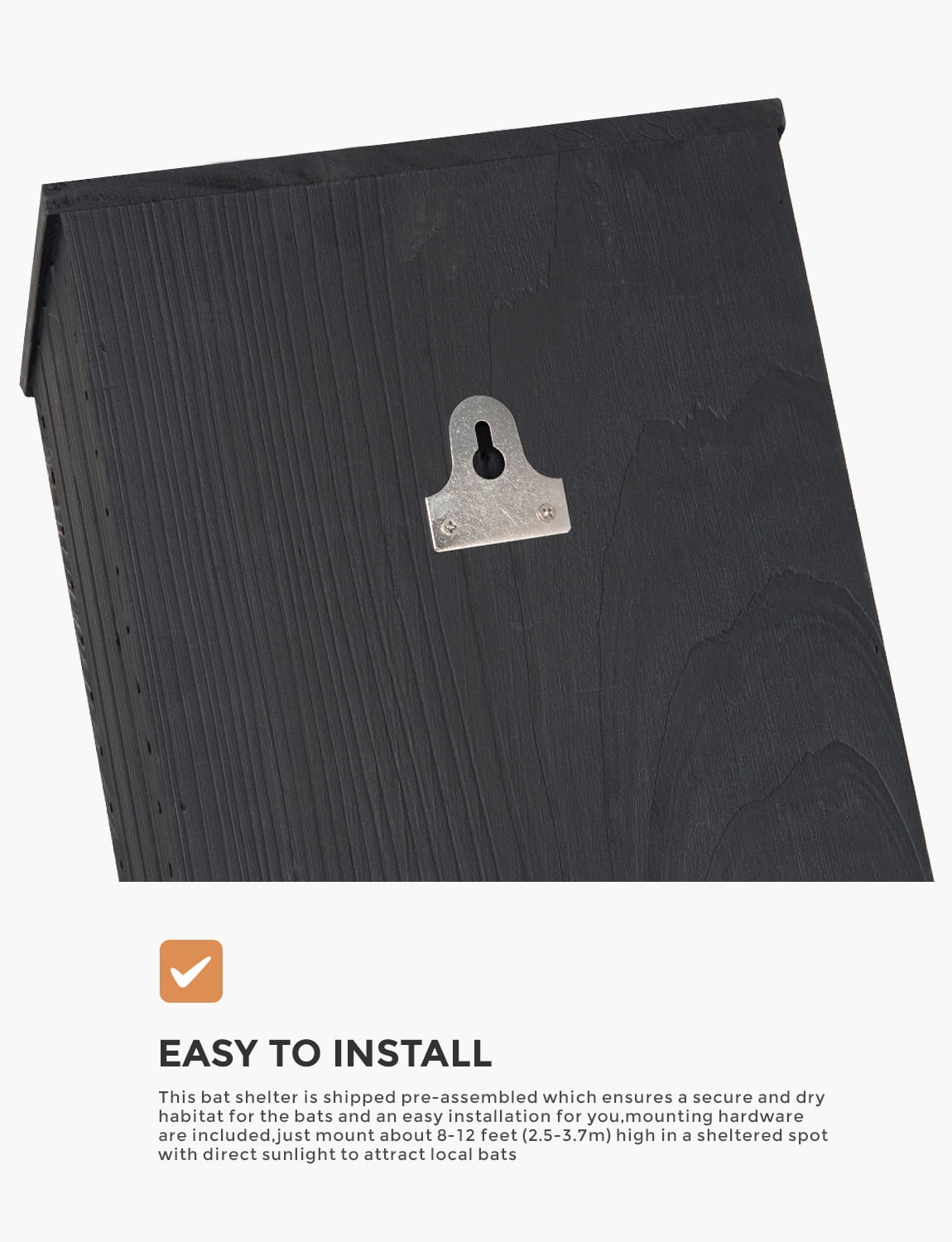 INCLY Bat House for Outdoors 15"x9.2"x3.2" Shelter Box Kit Double Chamber Black Natural Cedar Wood, Pre-Finished Easy to Install