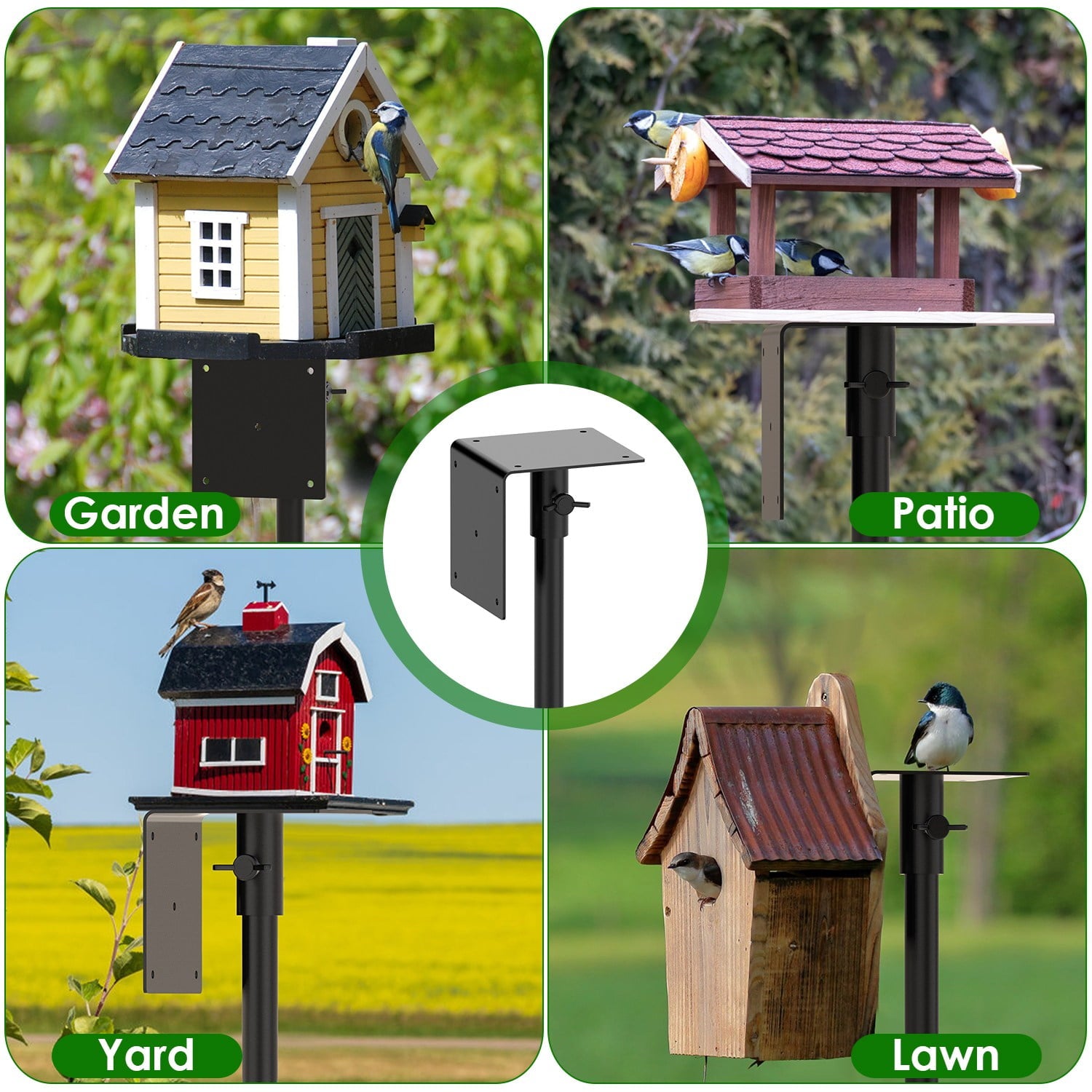 Moclever Bird House Pole Kit 79.9in Height Adjustable 66lbs Load Bird Feeder Pole, Black