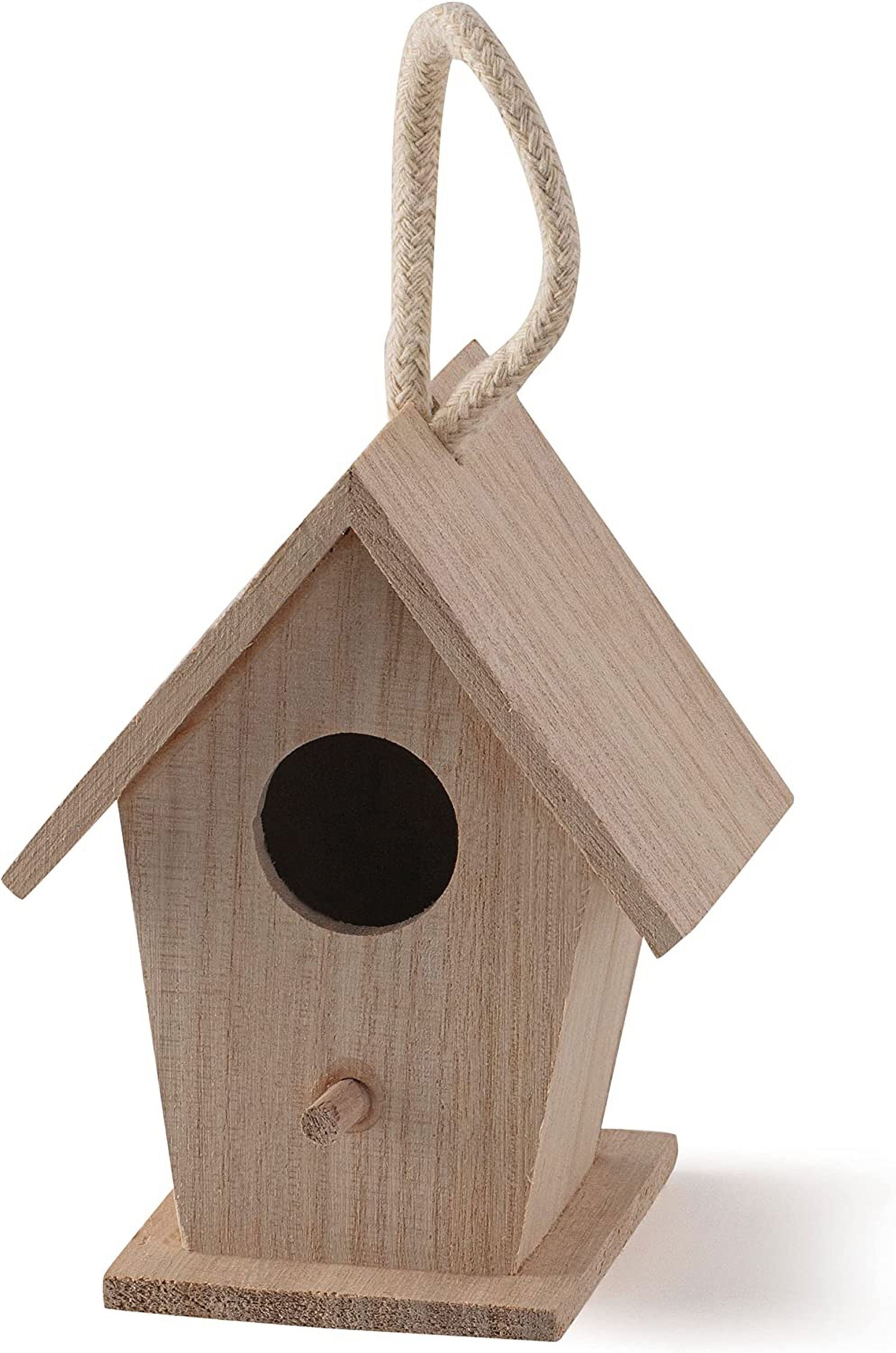 4.3" Traditional Birdhouse by Make Market - Unfinished Hanging Birdhouse Made of 100% Wood - Outdoor Nesting Boxes - Bulk 12 Pack