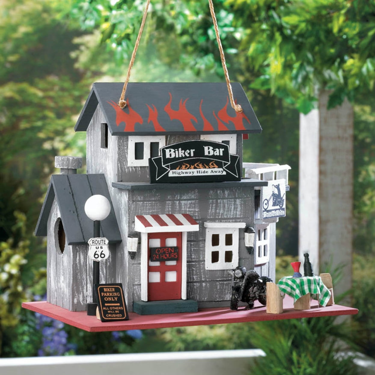 Home Decorative Biker Bar Highway Hide Away Bird House