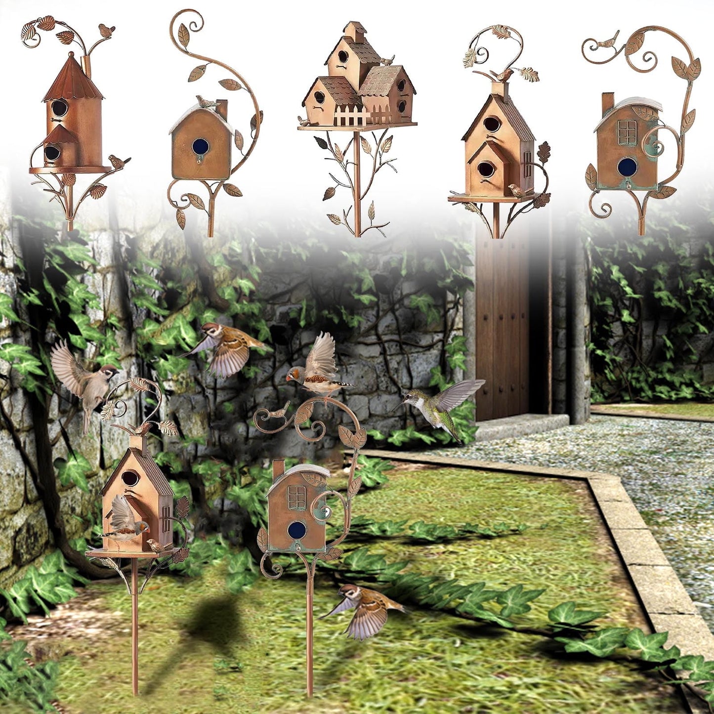 Vikakiooze Promotion on Sale! Pet Supplies bird feeders Metal House With Poles Outdoor House Stake Bird House For Patio Backyard Patio Outdoor Garden Decoration
