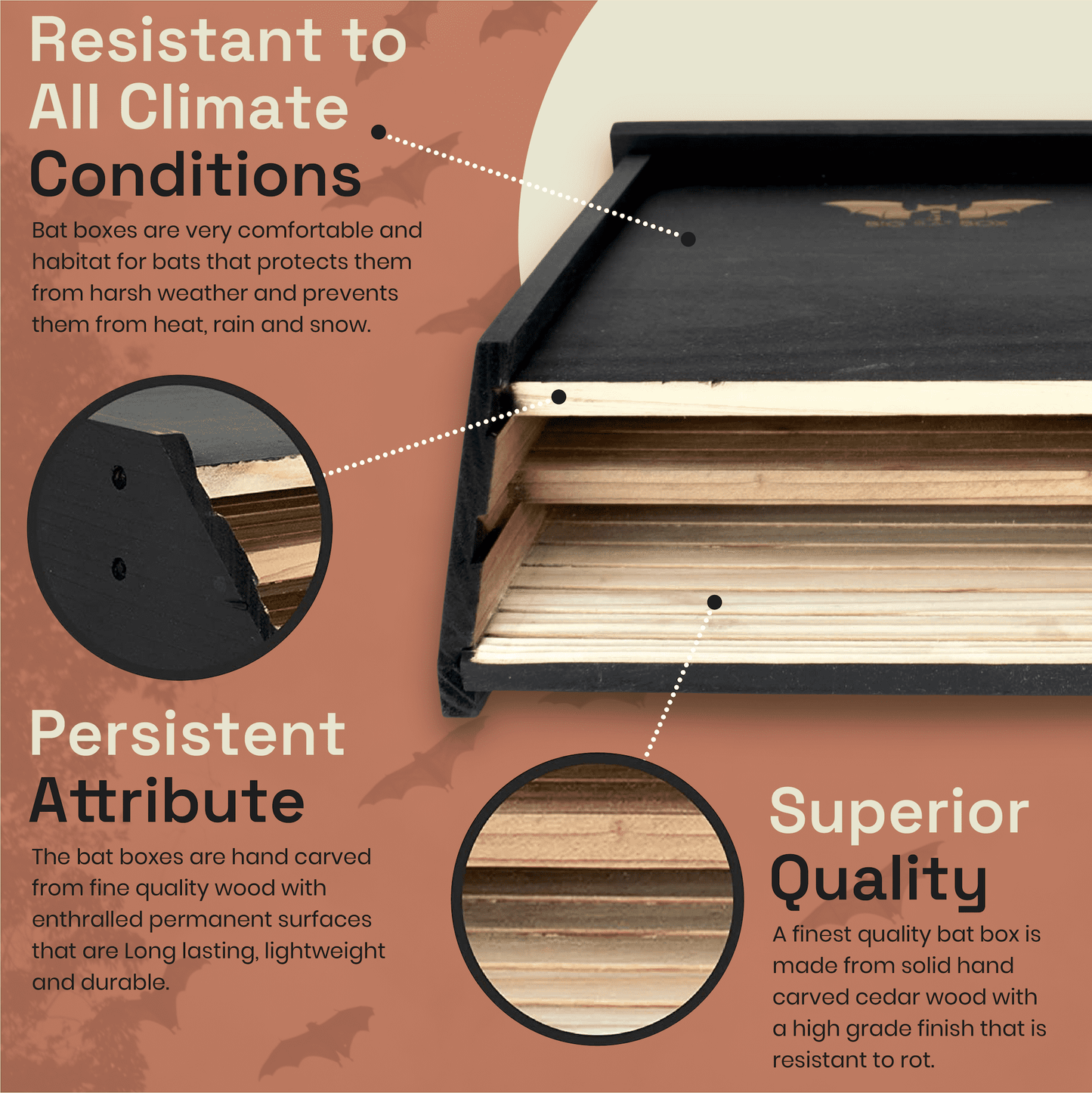 WildYard Premium 2-Chamber Unpainted Wooden Bat Shelter Kit, Multi-color