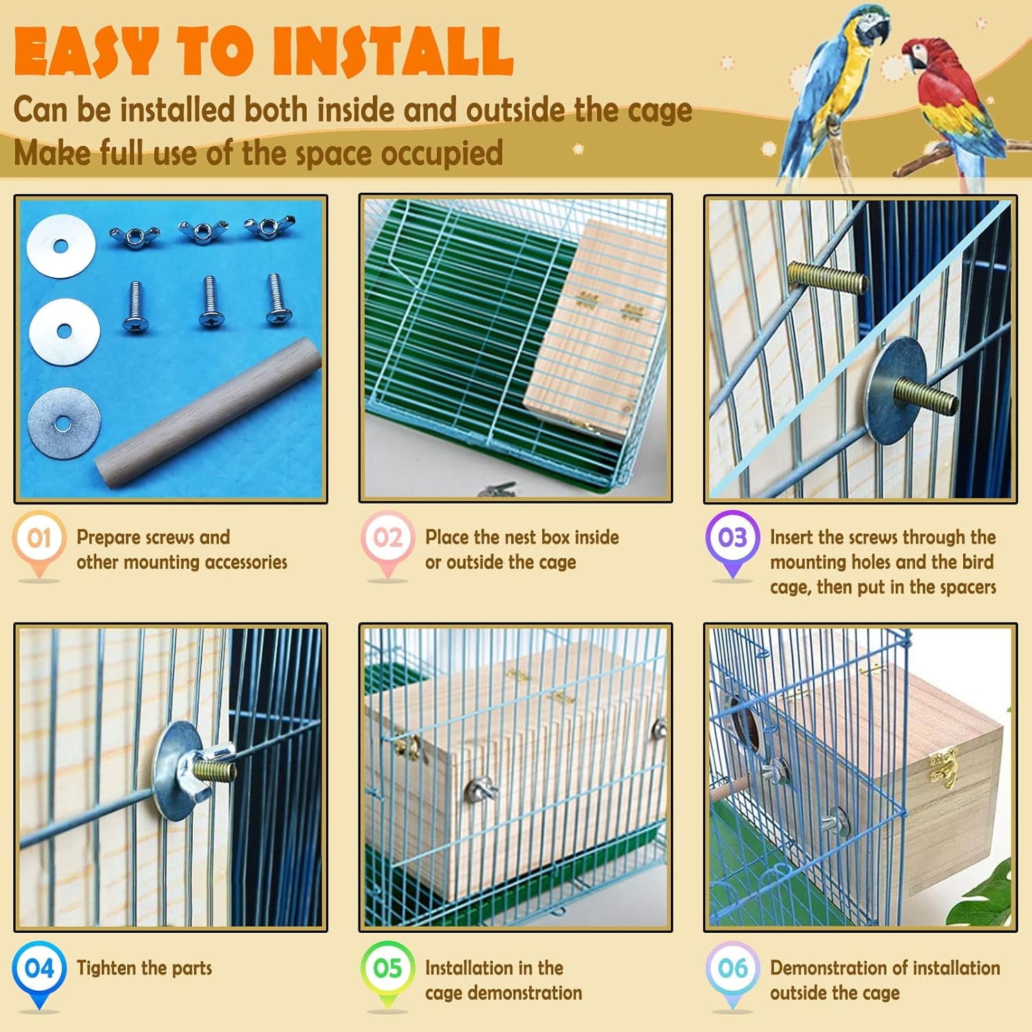 Parakeet Nest Box Budgie Nesting House Cockatiel Breeding Parrots Mating Box for Lovebirds Large and Medium-Sized Birds (XL)