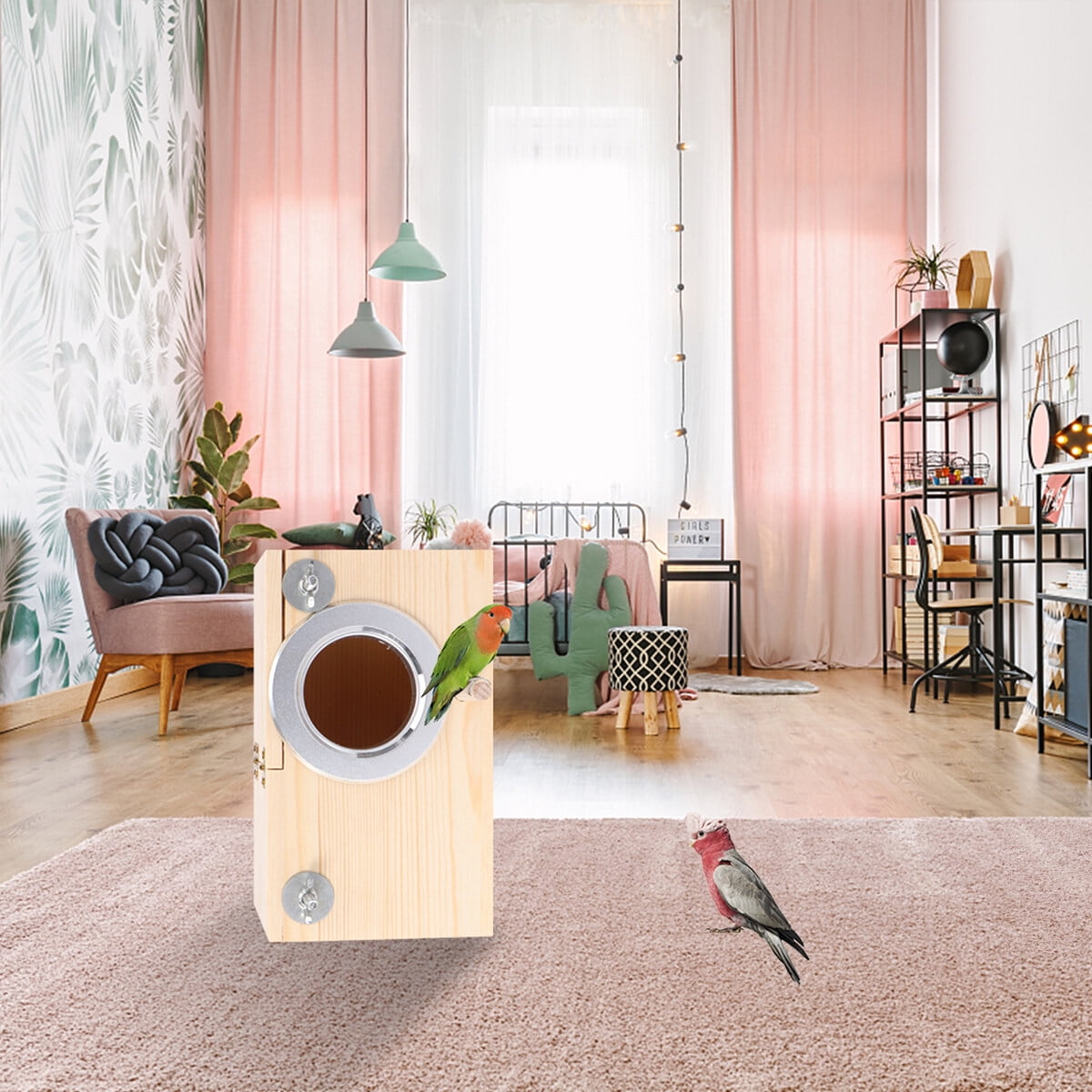 Etereauty Nest Box Bird Birds Nesting Wooden Parakeet House Decoration Nests Cages Boxes Cockatiel Finch Pet Case Breeding