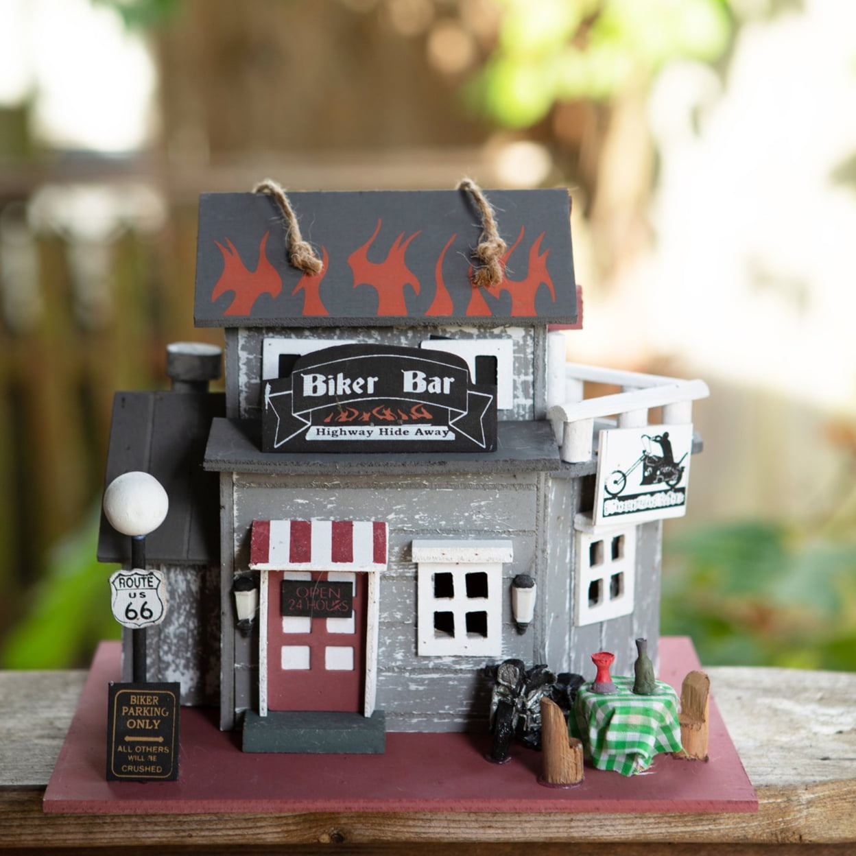 Home Decorative Biker Bar Highway Hide Away Bird House