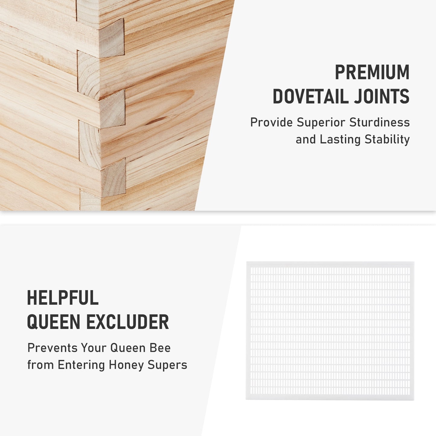 Bee Hive Boxes Starter Kit, Langstroth Beehive for Bee Keeping, 5 Layer Bee House with 4 Medium Storage Boxes & 1 Deep Brood Box, Beekeeping Supplies
