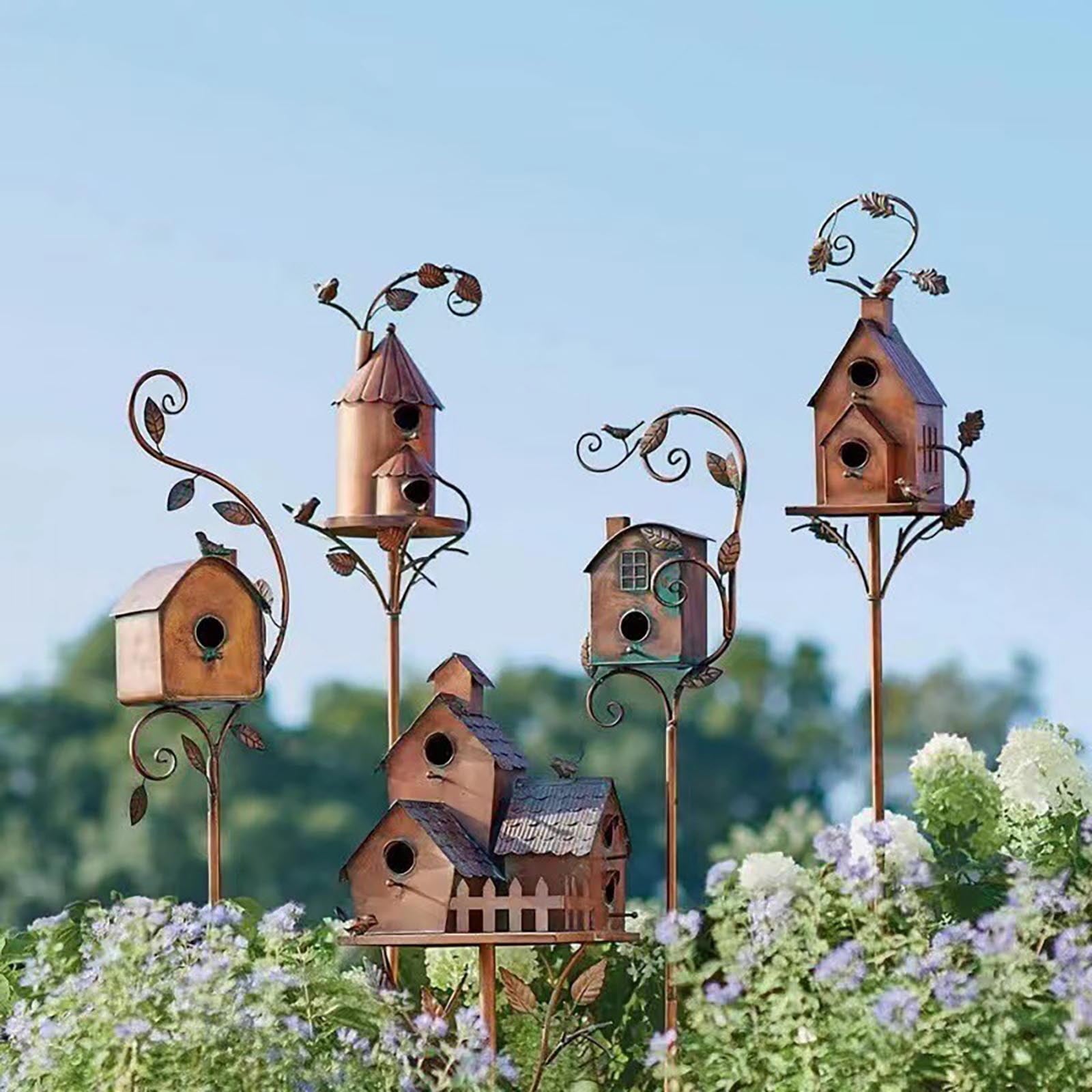 Vikakiooze Promotion on Sale! Pet Supplies bird feeders Metal House With Poles Outdoor House Stake Bird House For Patio Backyard Patio Outdoor Garden Decoration