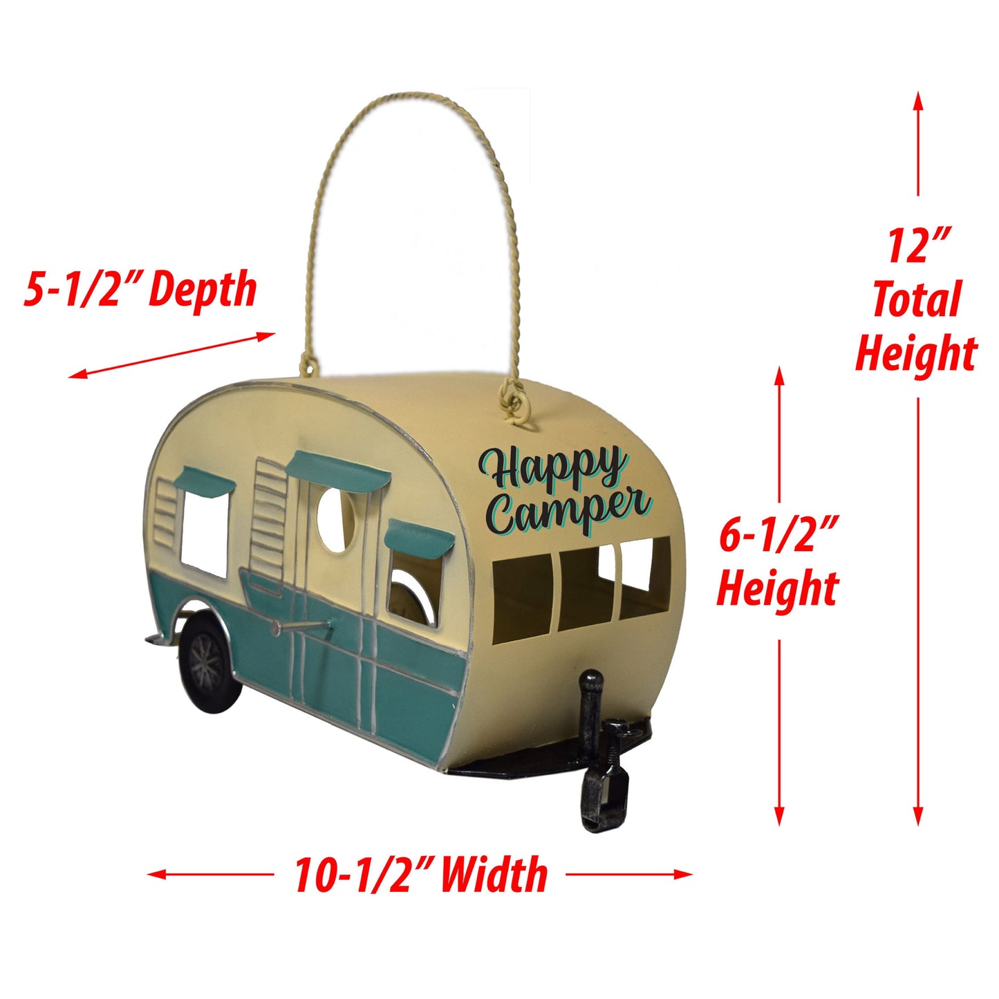 Rivers Edge Products Camper Bird House, RV Nesting House for Small to Medium Birds, Outdoor Rustic Garden Decor, Turquoise/White