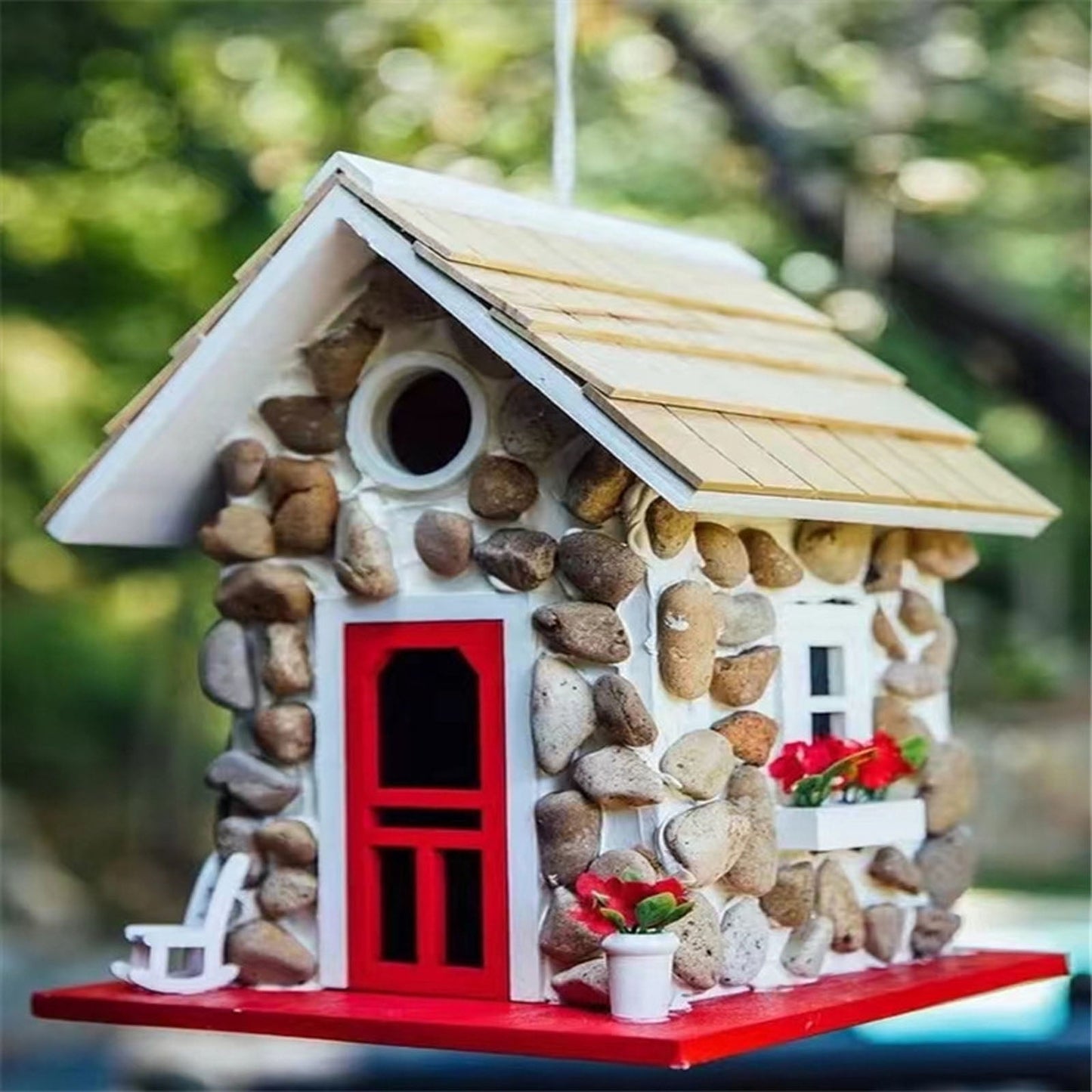 ZPAQI Wooden Bird Houses Wild Birds Home Small Bird Nest for Outdoor Garden Birdhouse