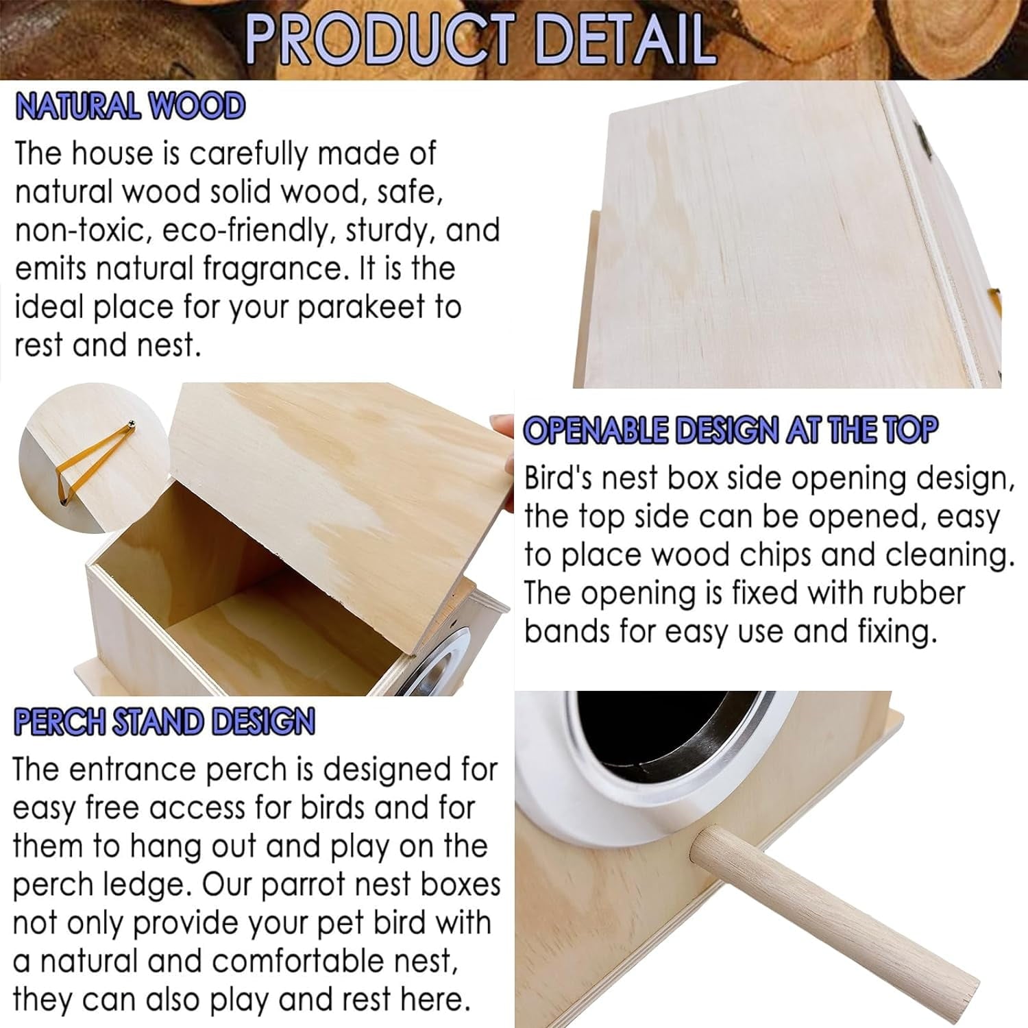 kathson Parakeet Nest Box Bird Nesting House Parrot Breeding Mating Box for Lovebirds Cockatiel Budgie Finch parrotlets-XL
