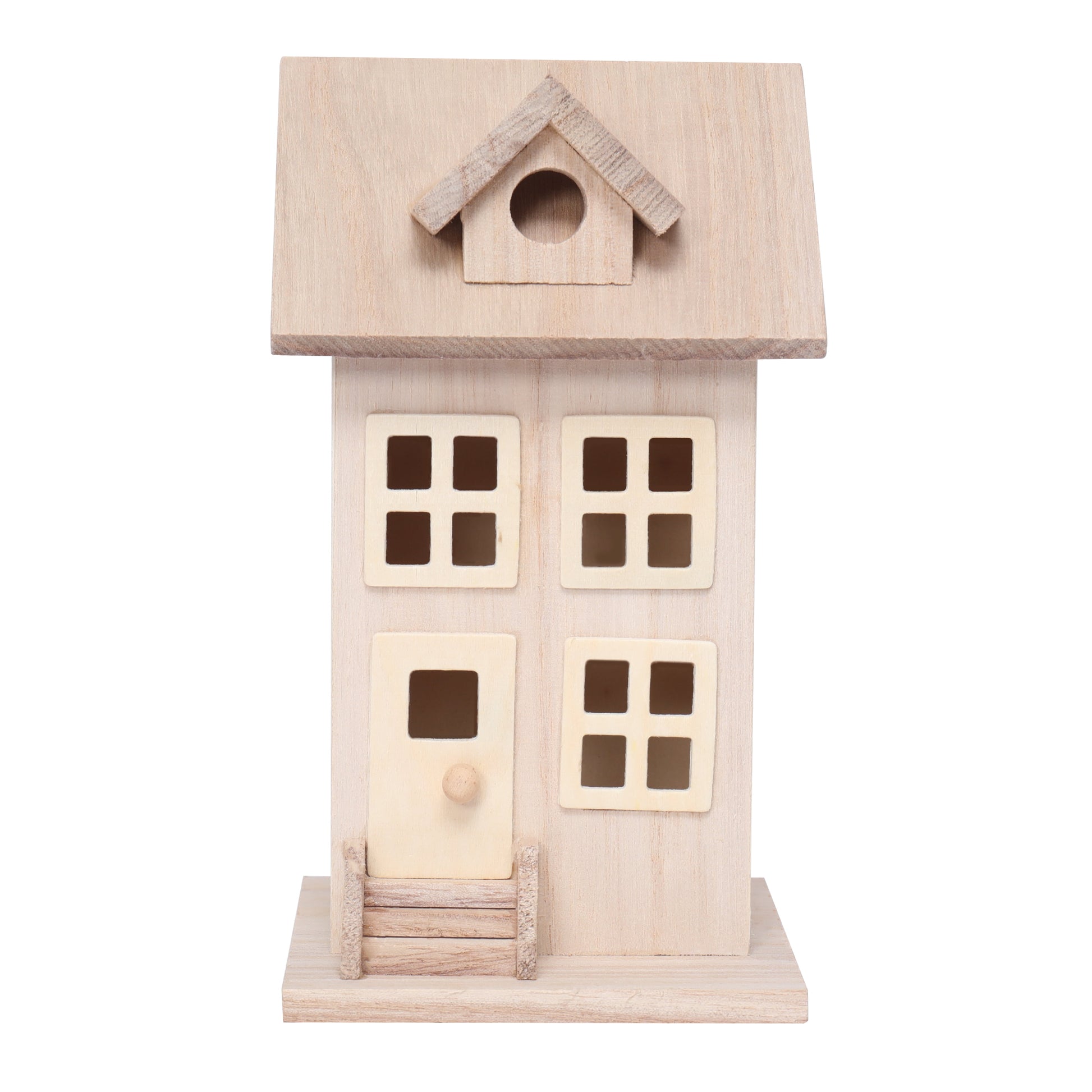 7.5" Wooden Townhouse Birdhouse by Make Market - Unfinished Birdhouse Made of 100% Wood - Outdoor Nesting Boxes - Bulk 8 Pack