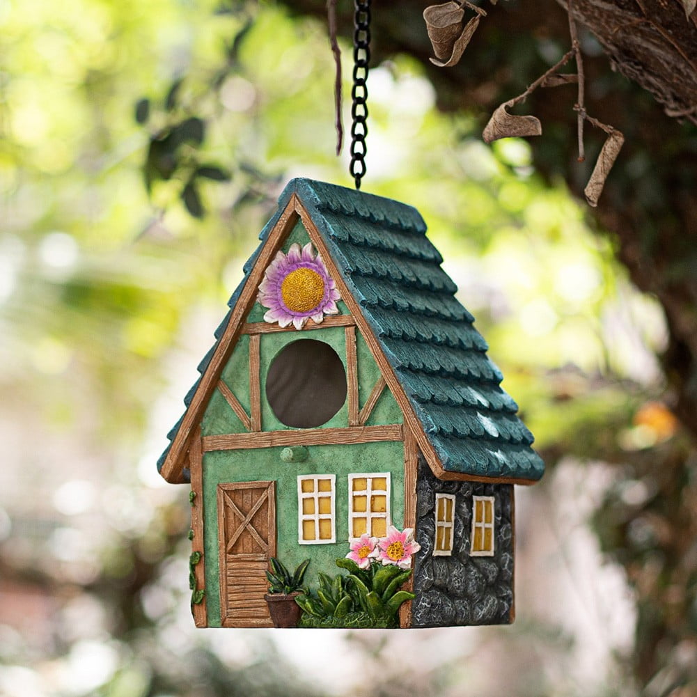 Outdoor Hanging Bird Nests, Hummingbird Houses, Garden Tree Decorations, Resin Ornaments (Simulated House)