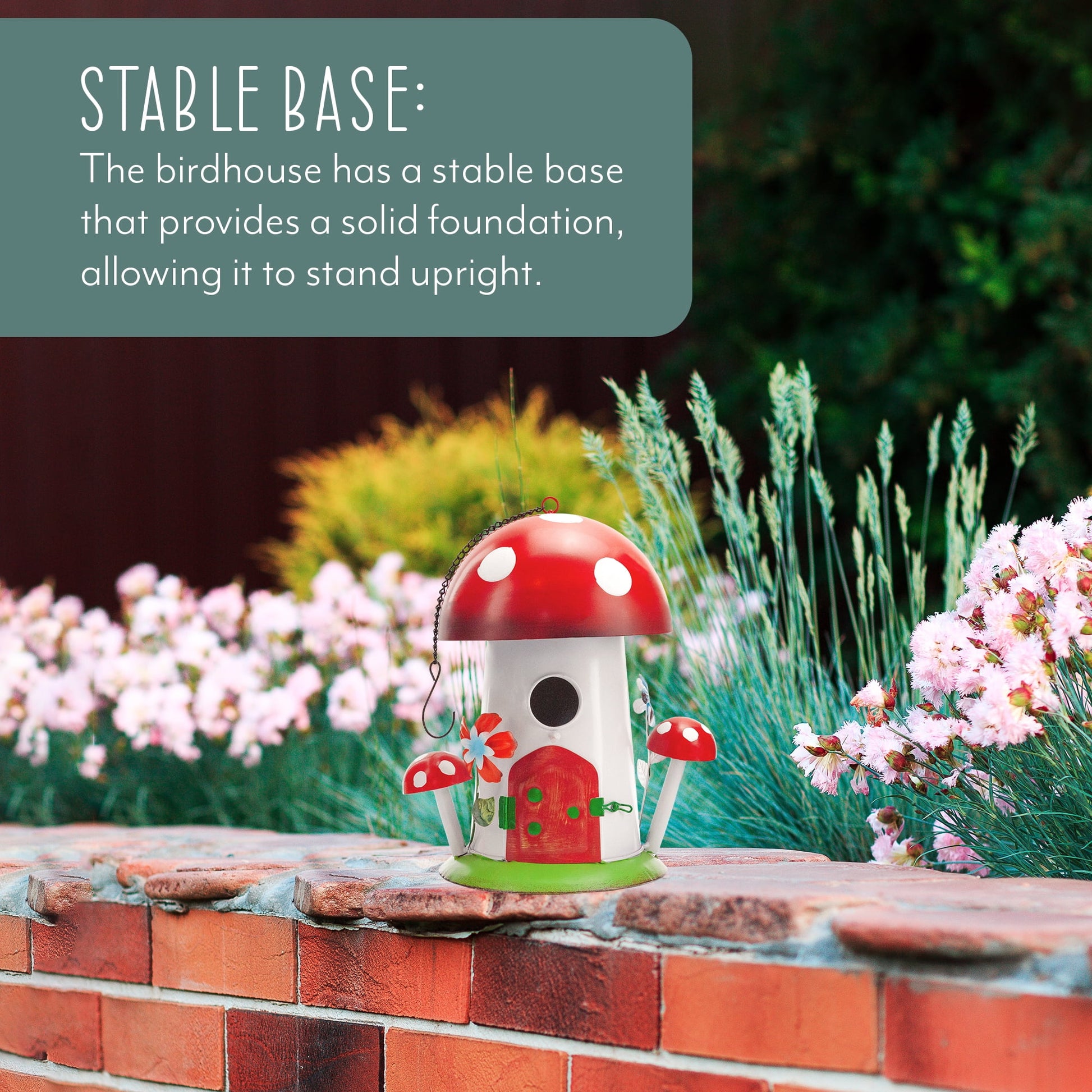 Esterno Mushroom Shaped Birdhouse; Songbird Nesting Galvanized Iron Colorful Mushroom Bird House