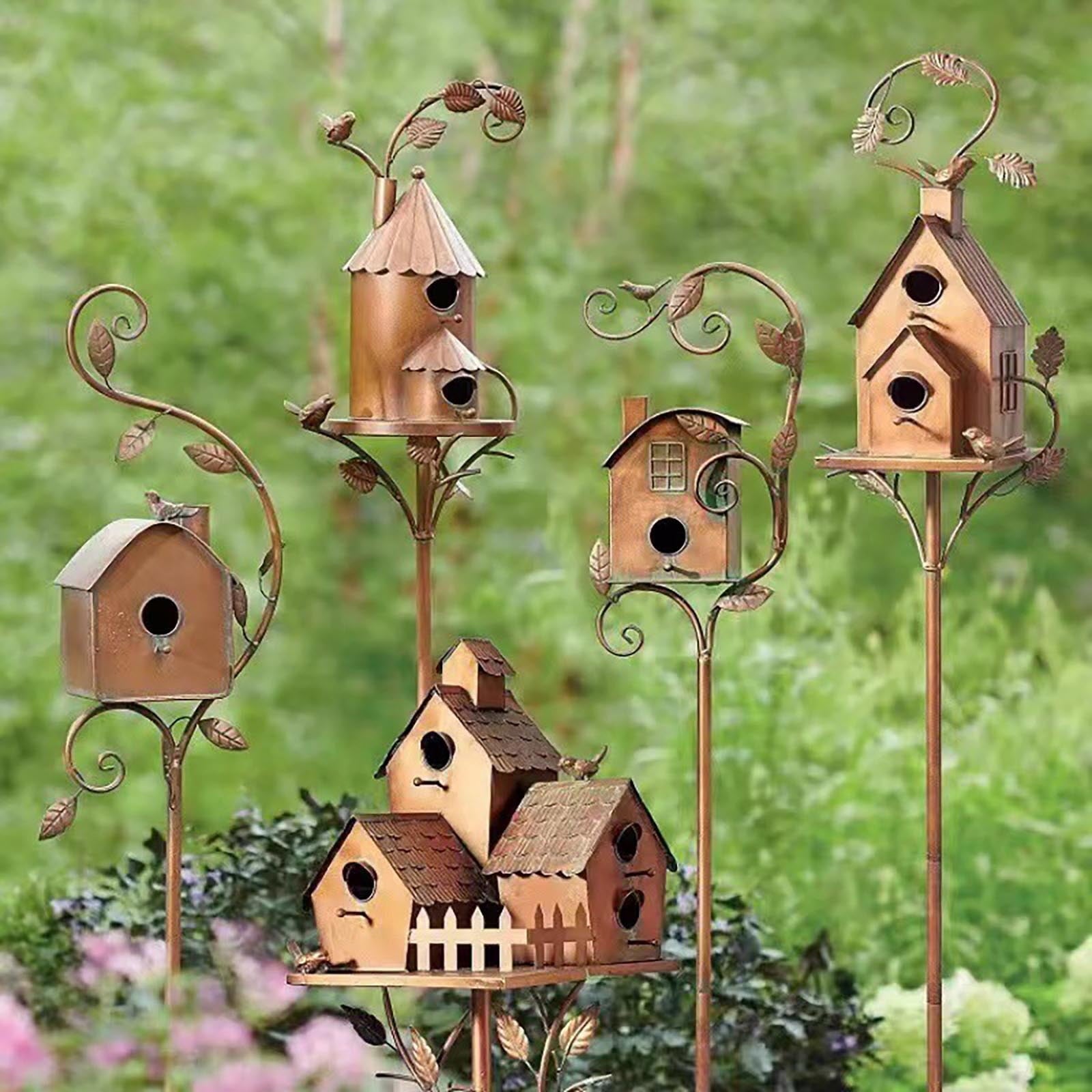 Vikakiooze Promotion on Sale! Pet Supplies bird feeders Metal House With Poles Outdoor House Stake Bird House For Patio Backyard Patio Outdoor Garden Decoration