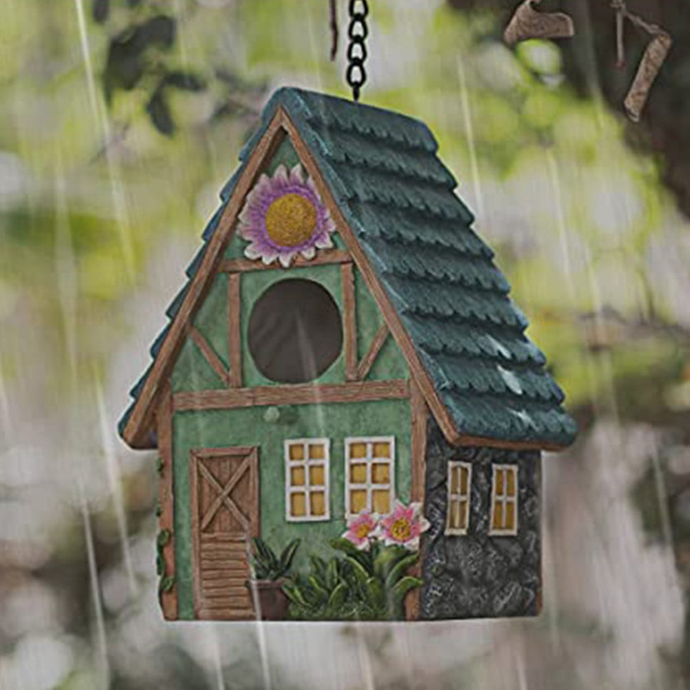Outdoor Hanging Bird Nests, Hummingbird Houses, Garden Tree Decorations, Resin Ornaments (Simulated House)