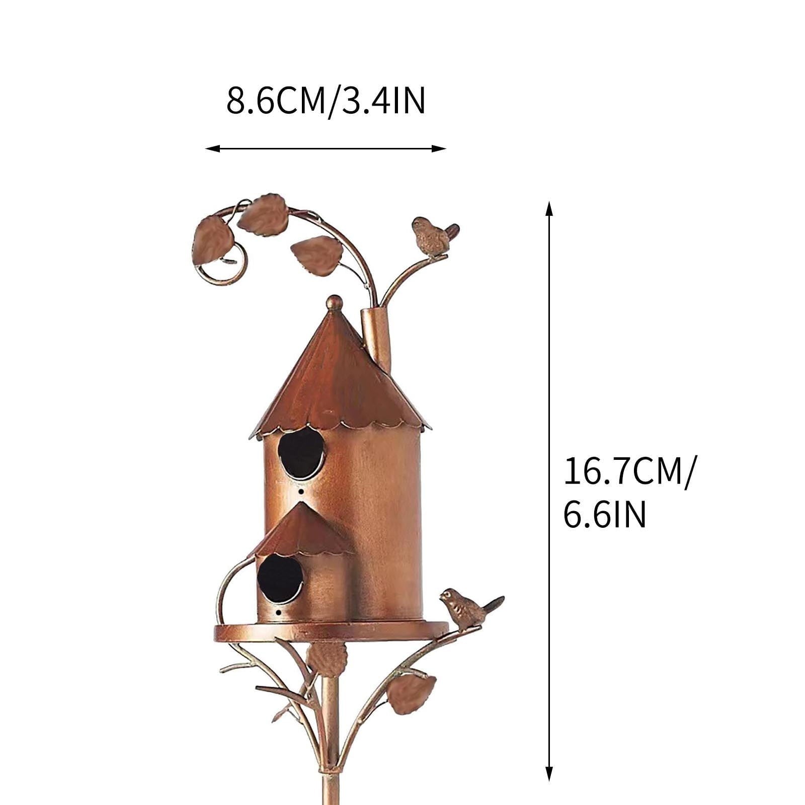 Realhomelove Birdhouse Garden Stakes, Metal Bird House with Pole, Suitable for Hummingbirds, Garden Outdoor Metal Birdhouse Decoration Bird Houses for Courtyard Backyard Patio Outdoor Decor