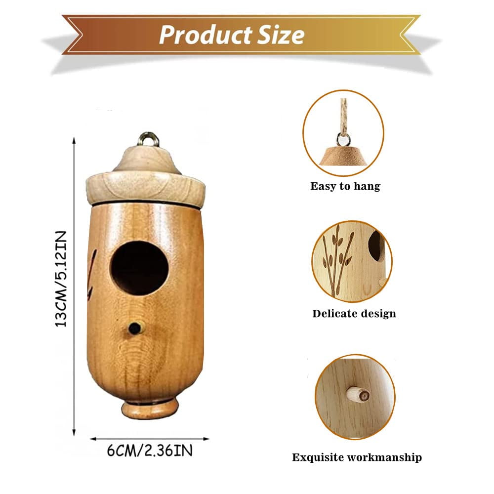 Emlimny Unfinished Wooden Hummingbird Hanging House, 3 Count