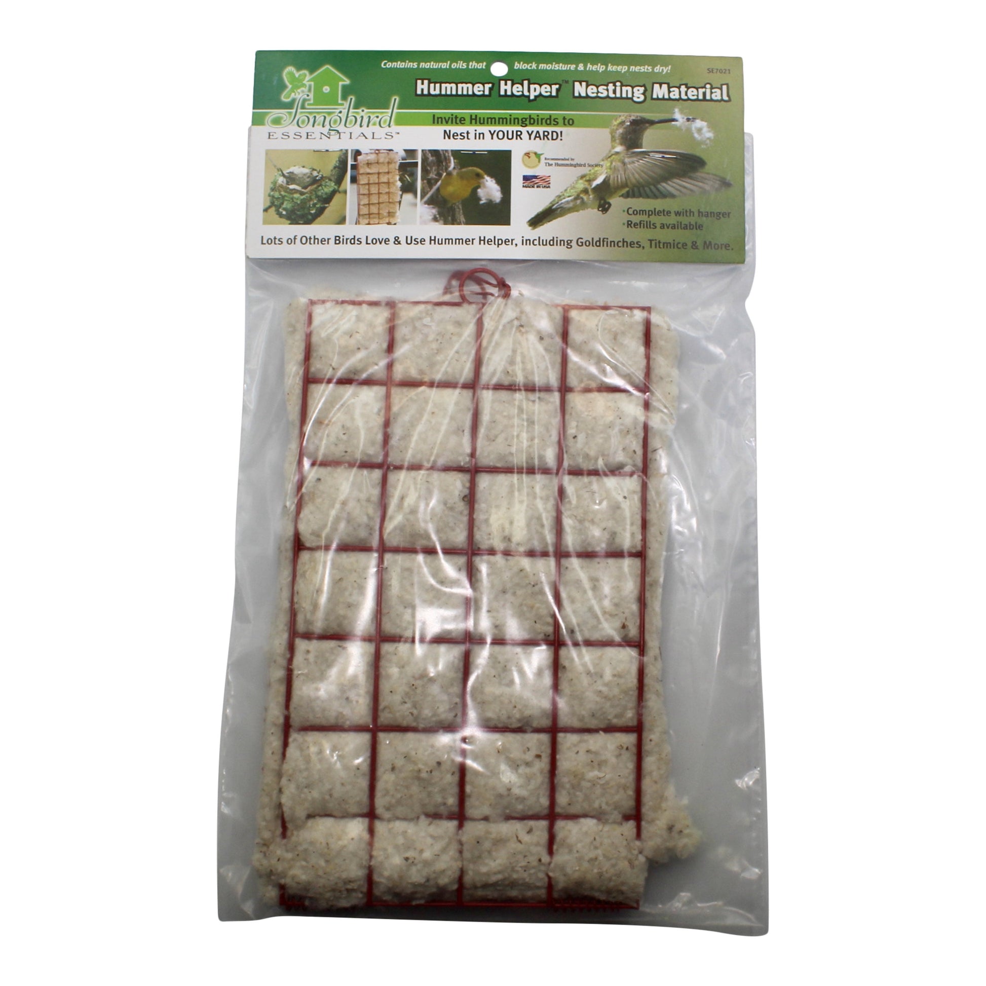 Songbird Essentials Bird House Bird Nesting Material Holder, Hummer Helper with Cotton Nesting Materials