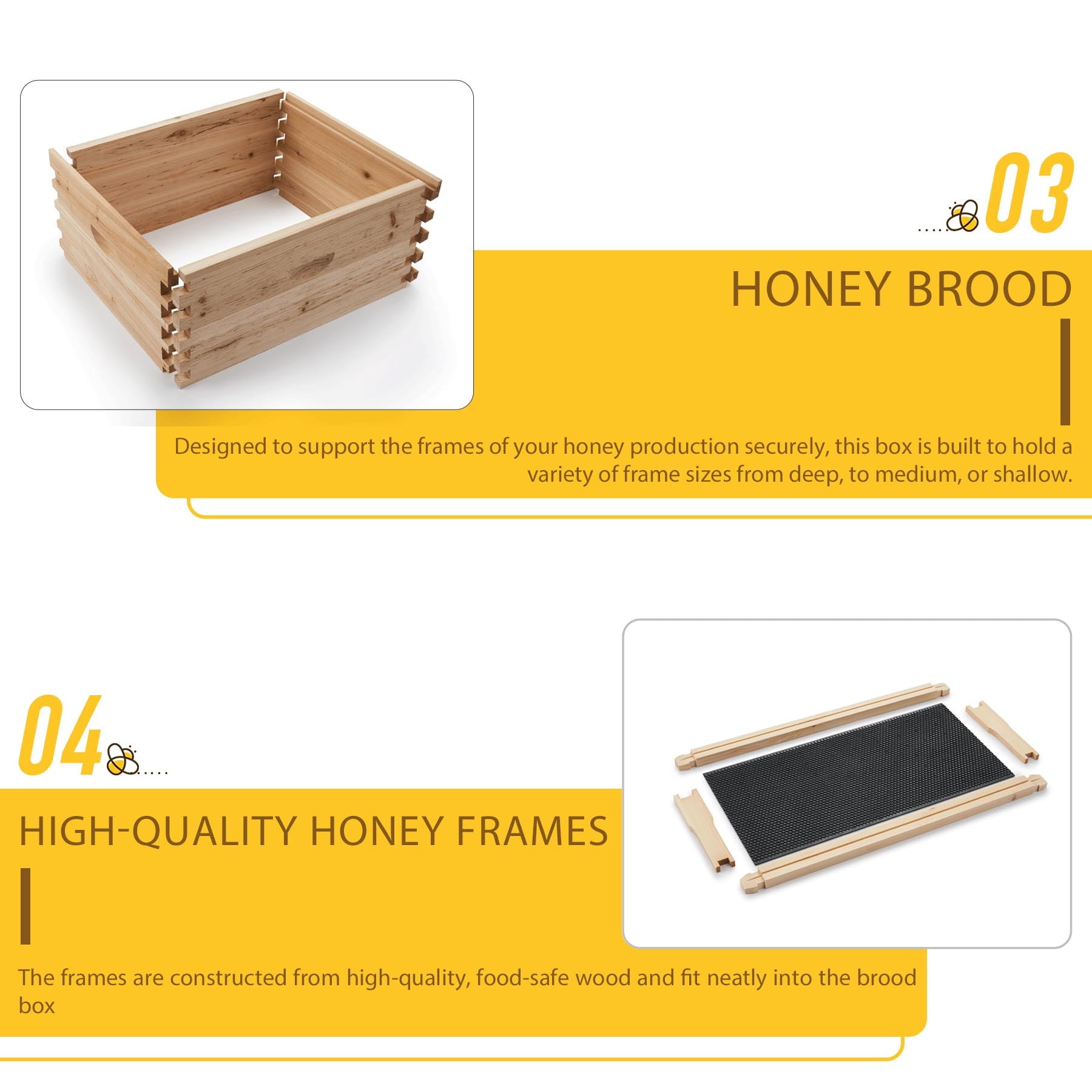 Premium Langstroth Bee Hive 8 Frame 2 Deep 2 Medium, All Frames & Foundations Included