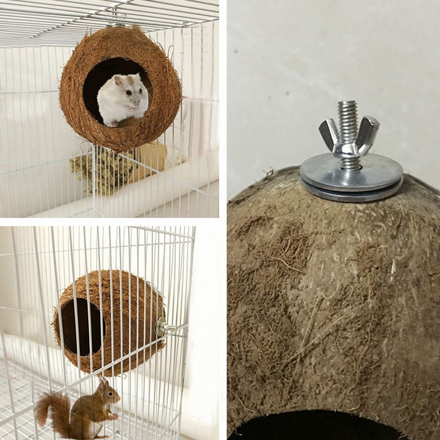Pet Bird Coconut Shell Nest House Hut Cage Feeder Pet Parrot Parakeet Toys