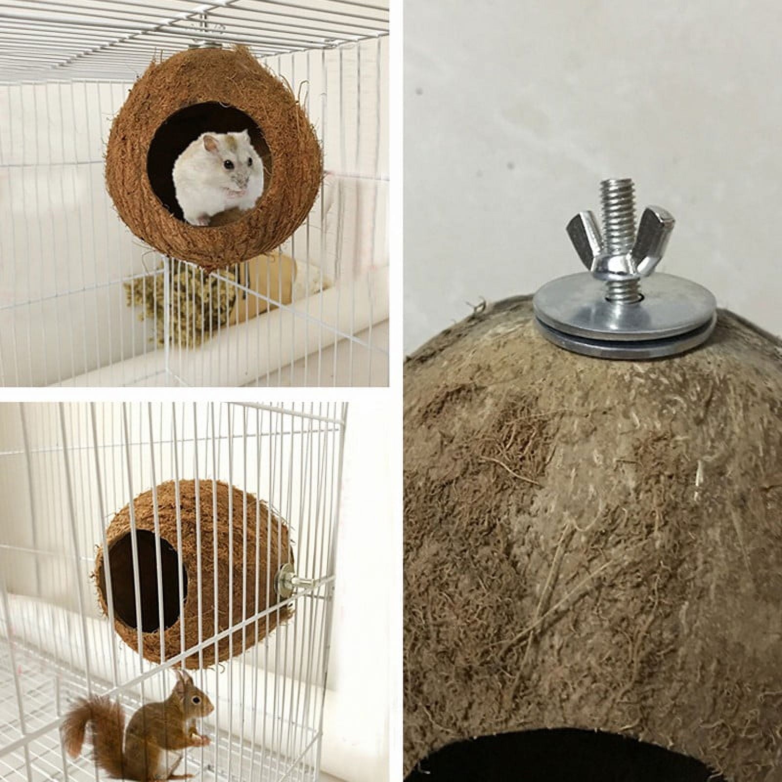 Pet Bird Coconut Shell Nest House Hut Cage Feeder Pet Parrot Parakeet Toys