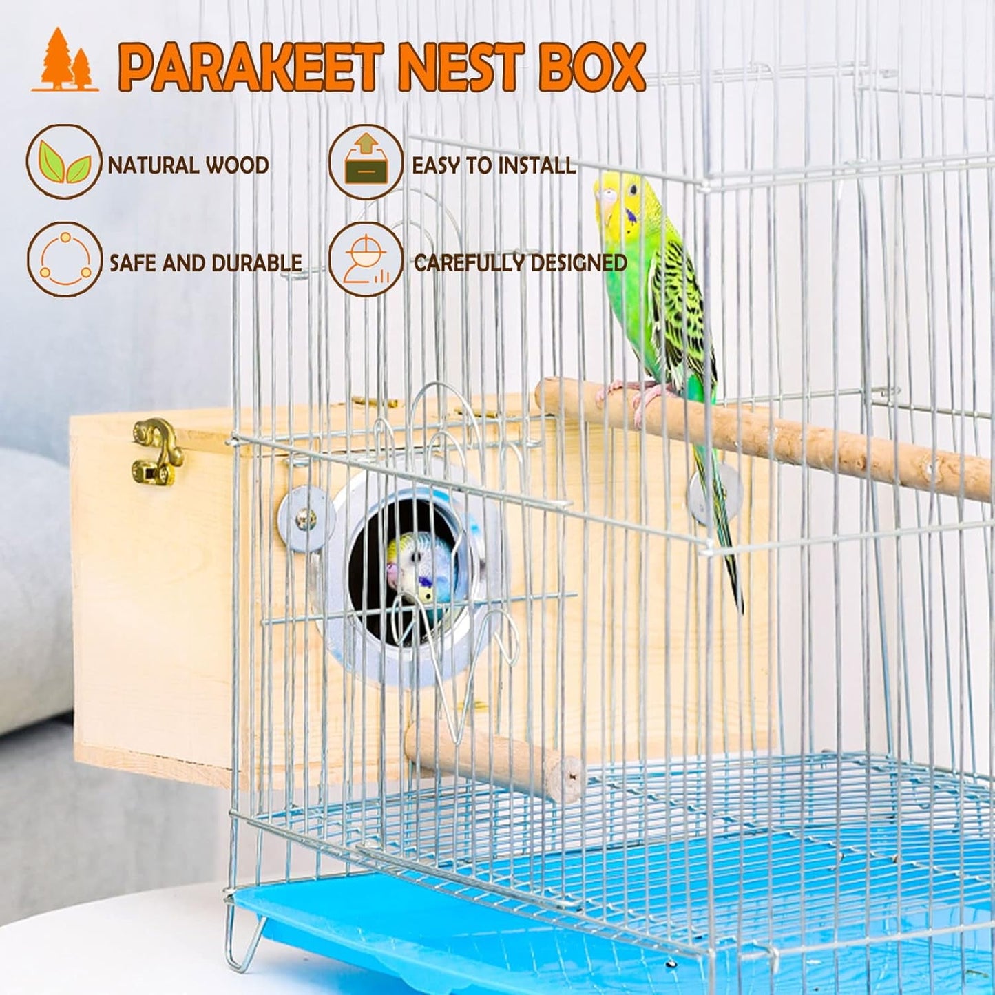 Parakeet Nest Box Budgie Nesting House Cockatiel Breeding Parrots Mating Box for Lovebirds Large and Medium-Sized Birds (XL)