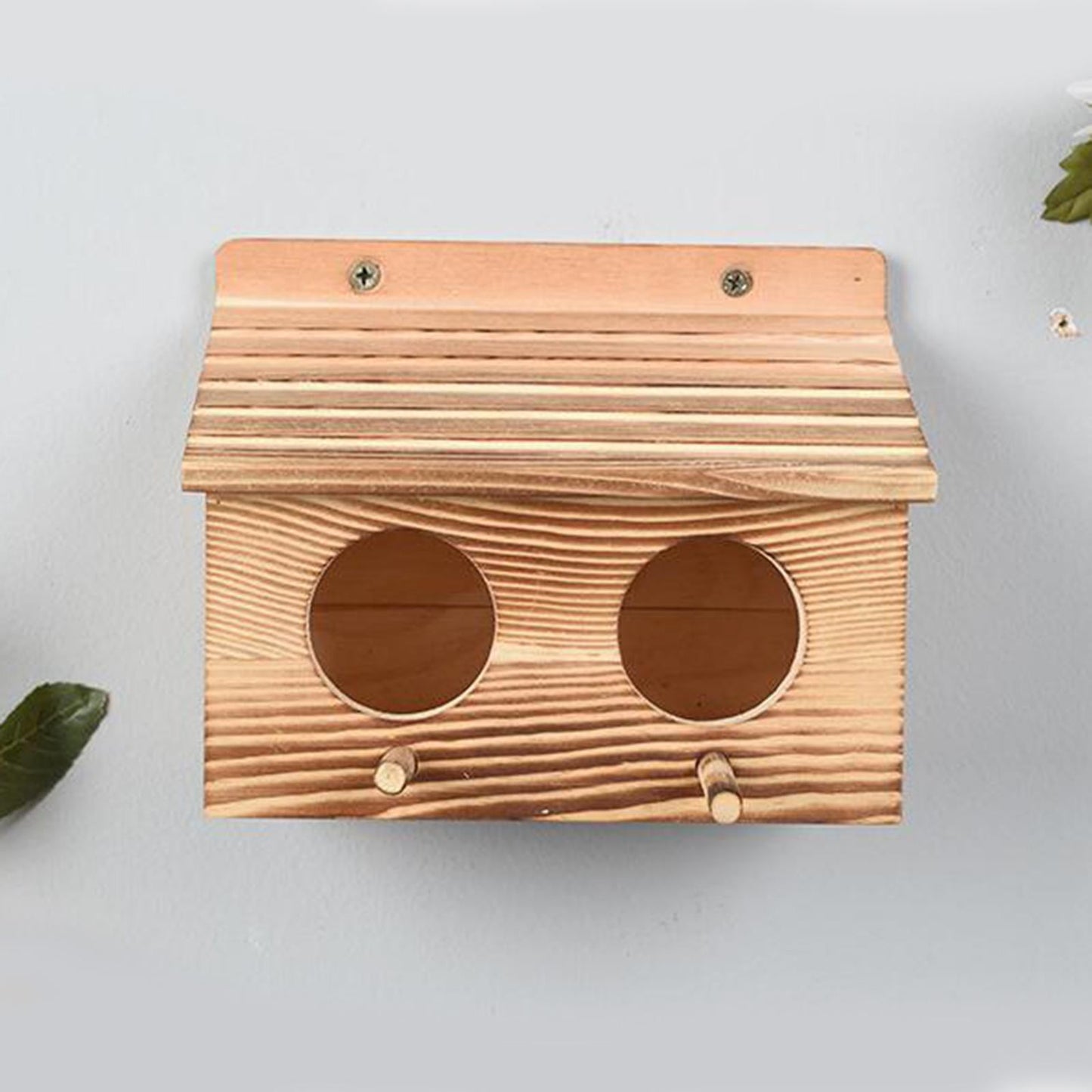 Weatherproof Wooden Bird Houses with Double Hole for Outside,Squirrel Feeder / Bird Nesting House Feeding Station,Hanging Nest box for Garden,Best Gift for Kids