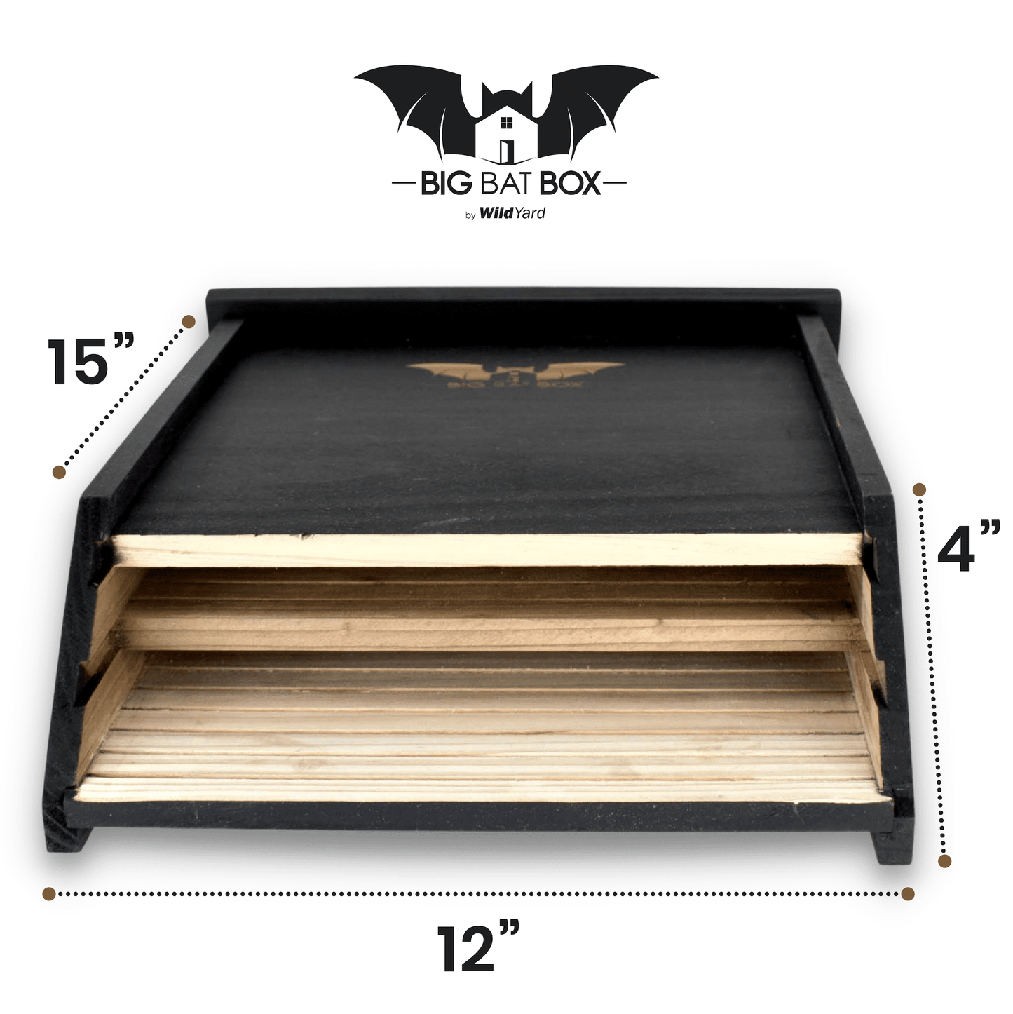 WildYard Premium 2-Chamber Unpainted Wooden Bat Shelter Kit, Multi-color