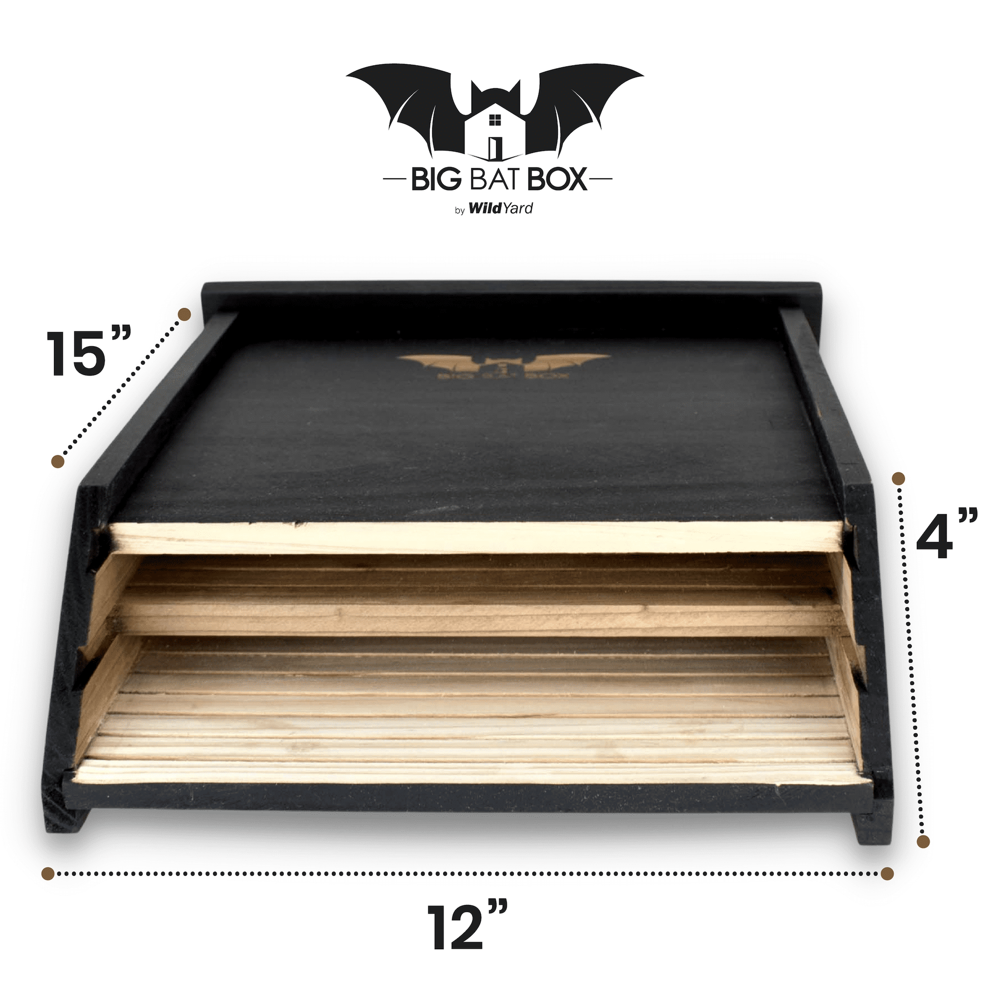 WildYard Premium 2-Chamber Unpainted Wooden Bat Shelter Kit, Multi-color