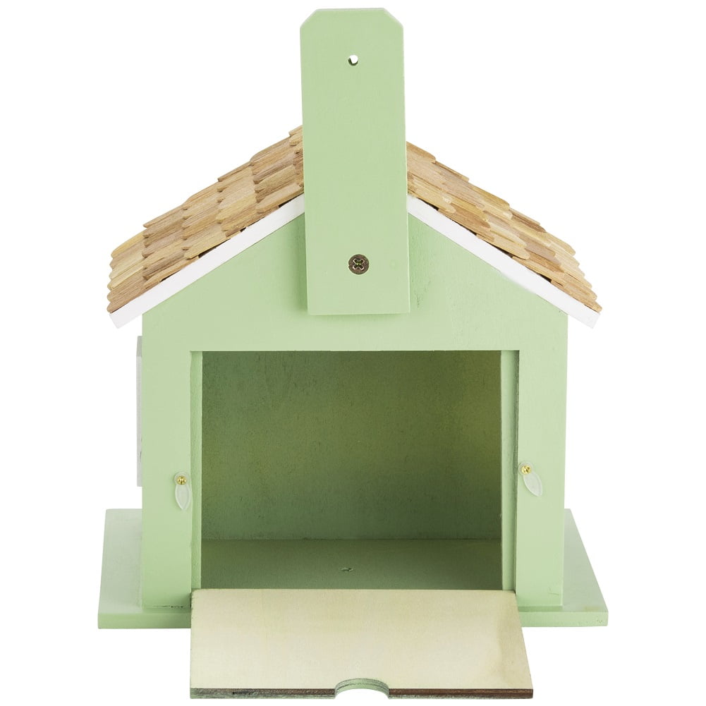 Modern Home Outdoor Handmade Wooden Birdhouse -  Garden or Backyard Décor for Wild Birds (Green Lake House)
